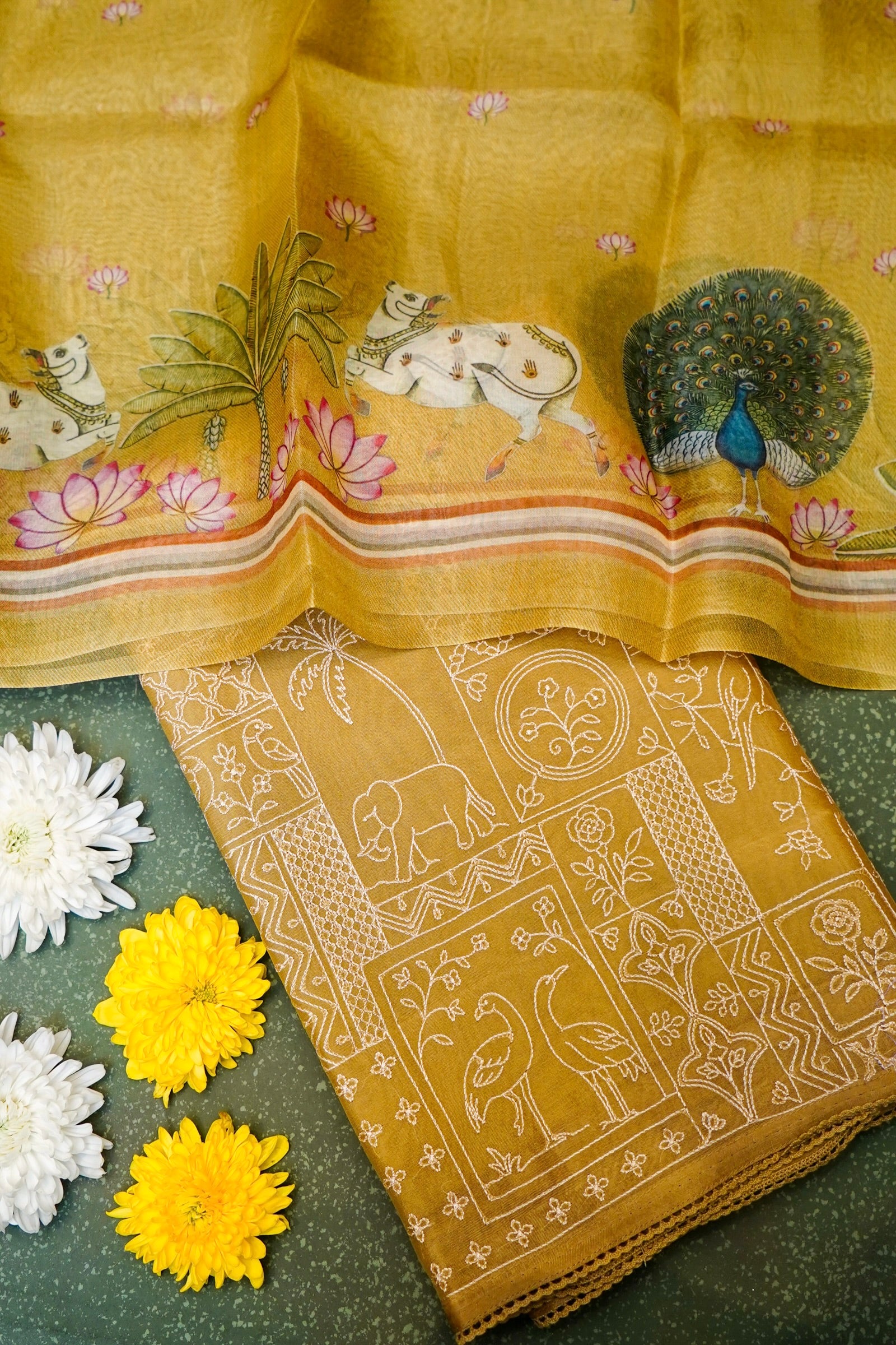 Designer Yellow Organza Suit