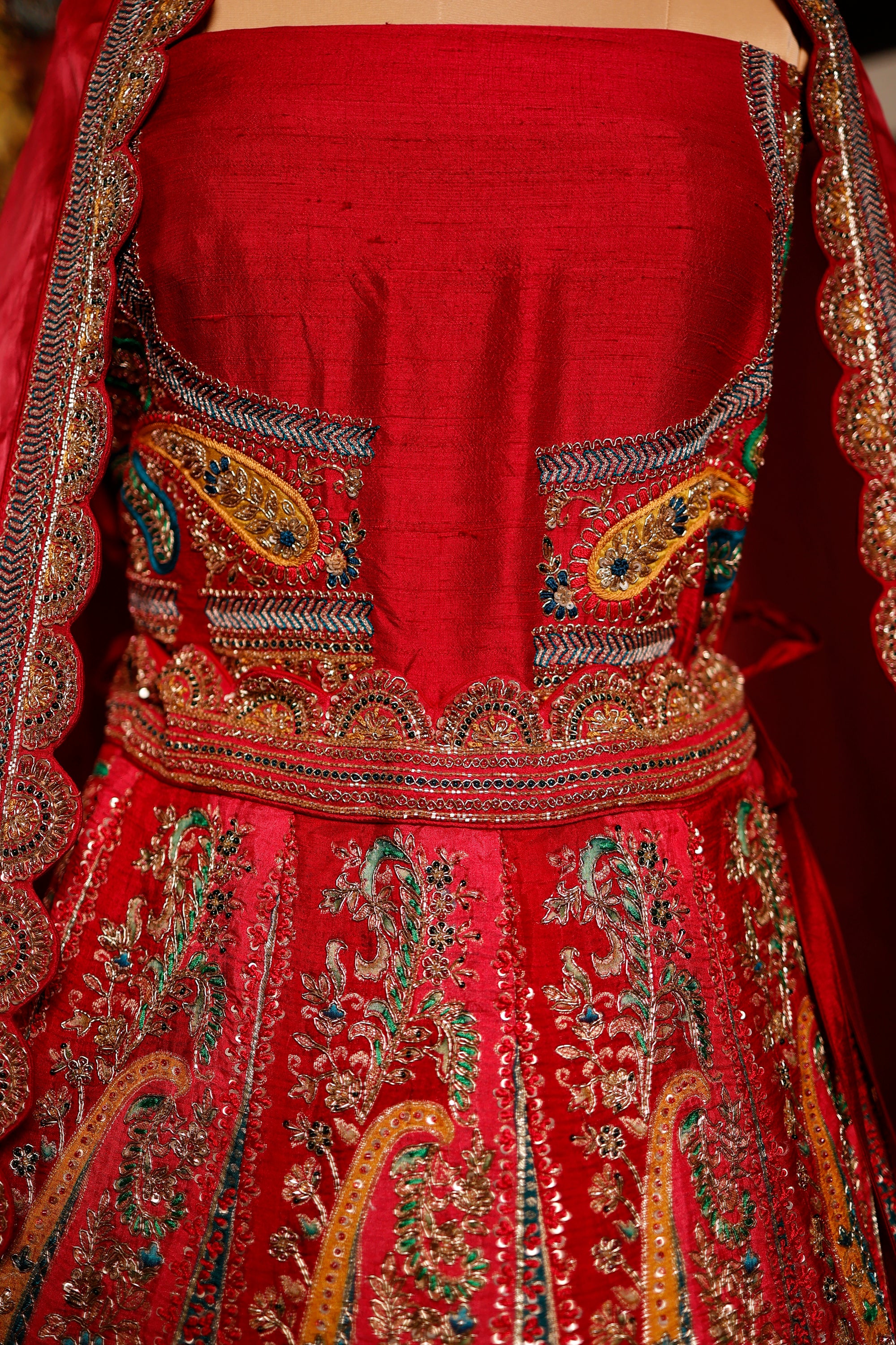 Designer Pink Raw Silk Bridal Lehenga
