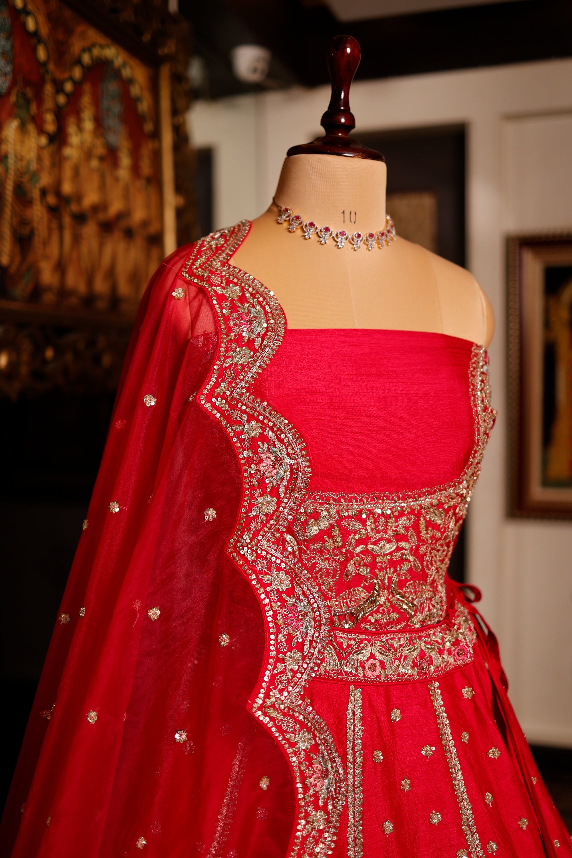 Designer Rani Pink Raw Silk Bridal Lehenga