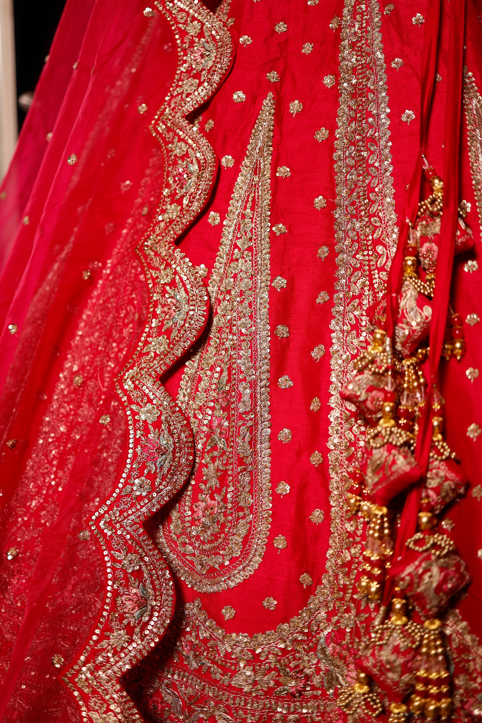 Designer Rani Pink Raw Silk Bridal Lehenga