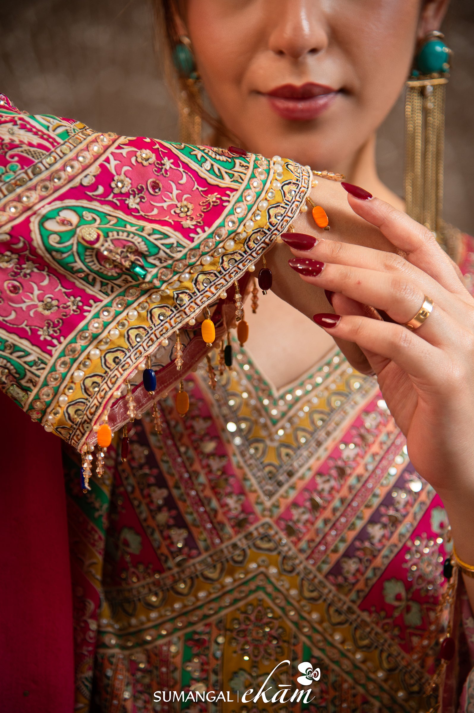 Designer Multi Color Crepe Silk Sharara Suit Set