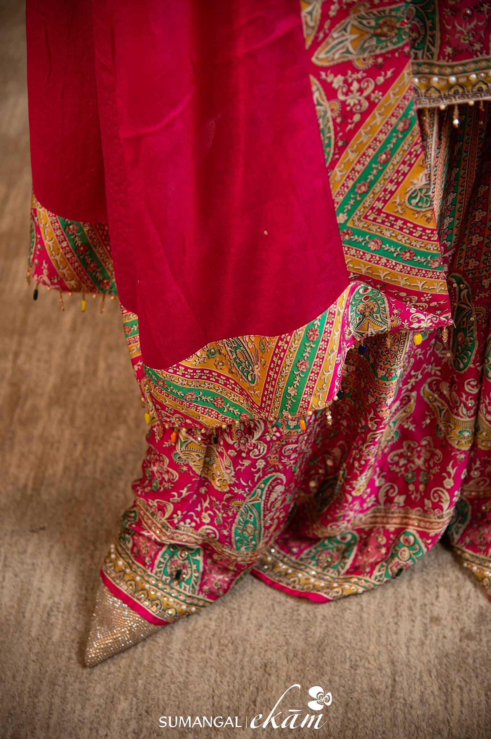 Designer Multi Color Crepe Silk Sharara Suit Set