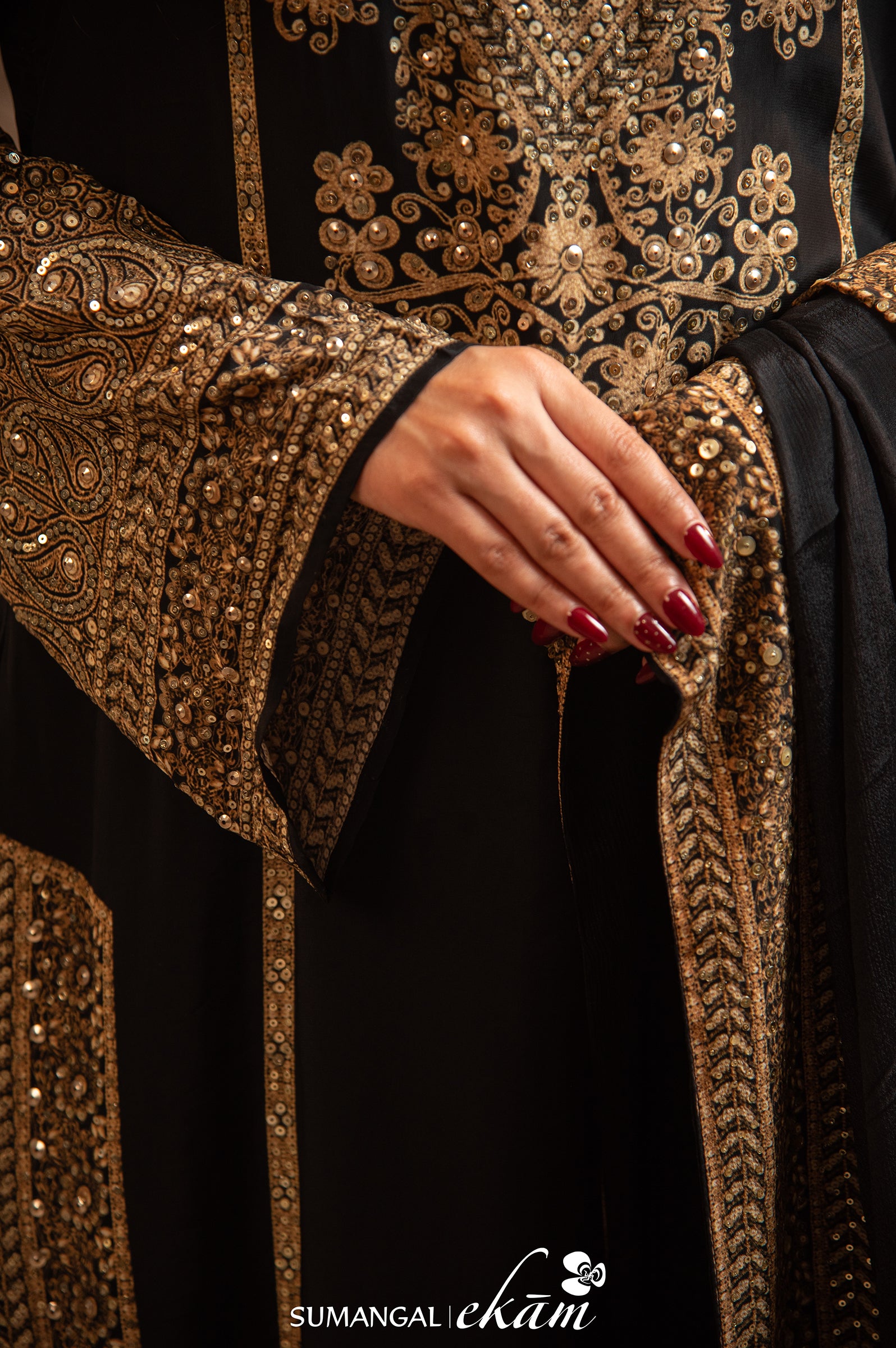 Designer Black Crepe Silk Suit Set