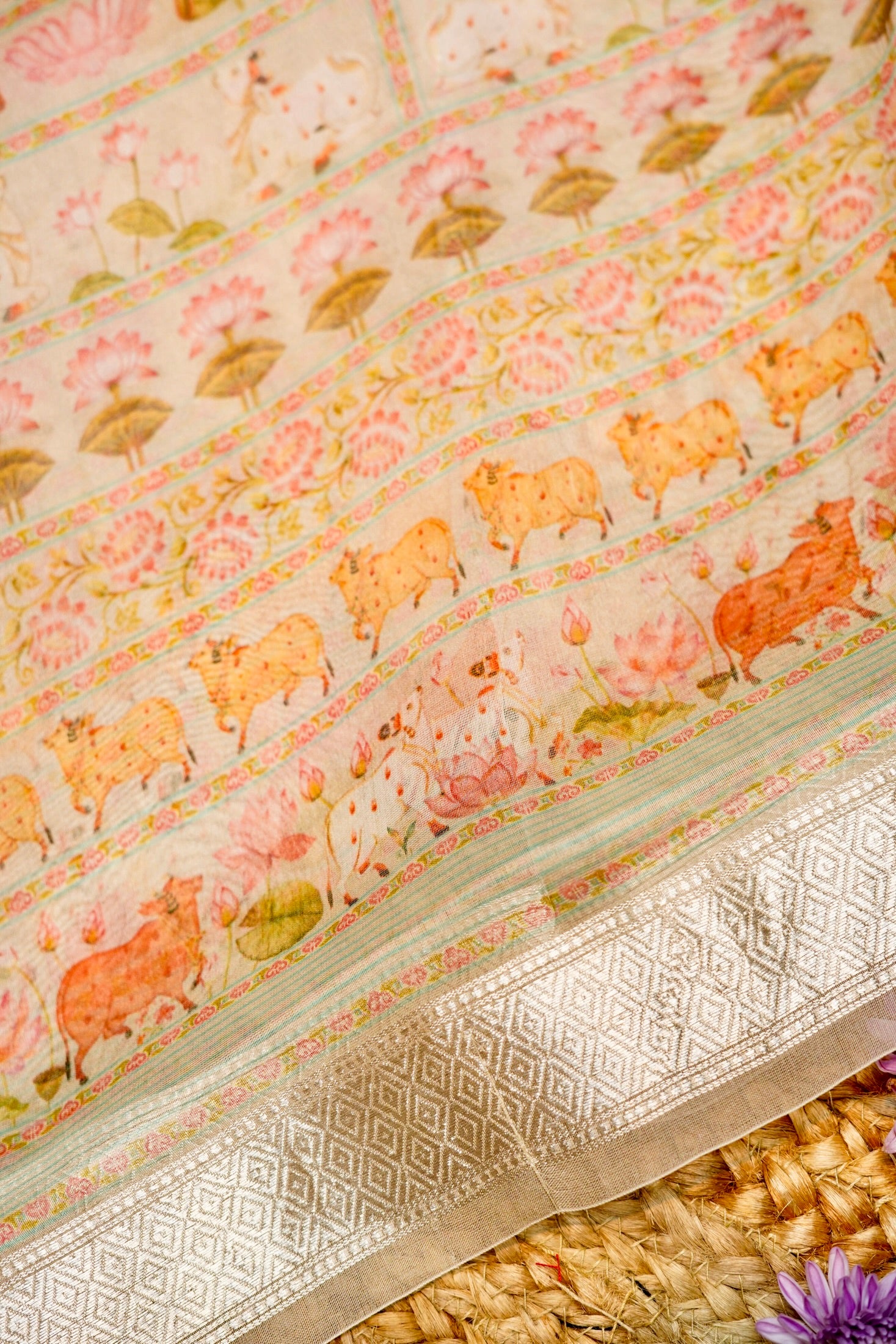 Designer Cream Moonga Silk Suit