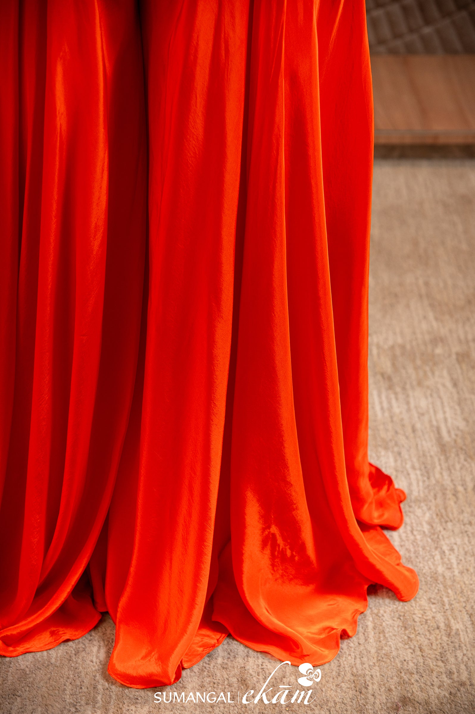 Designer Orange Muslin Silk Bridal Wear Crop Top