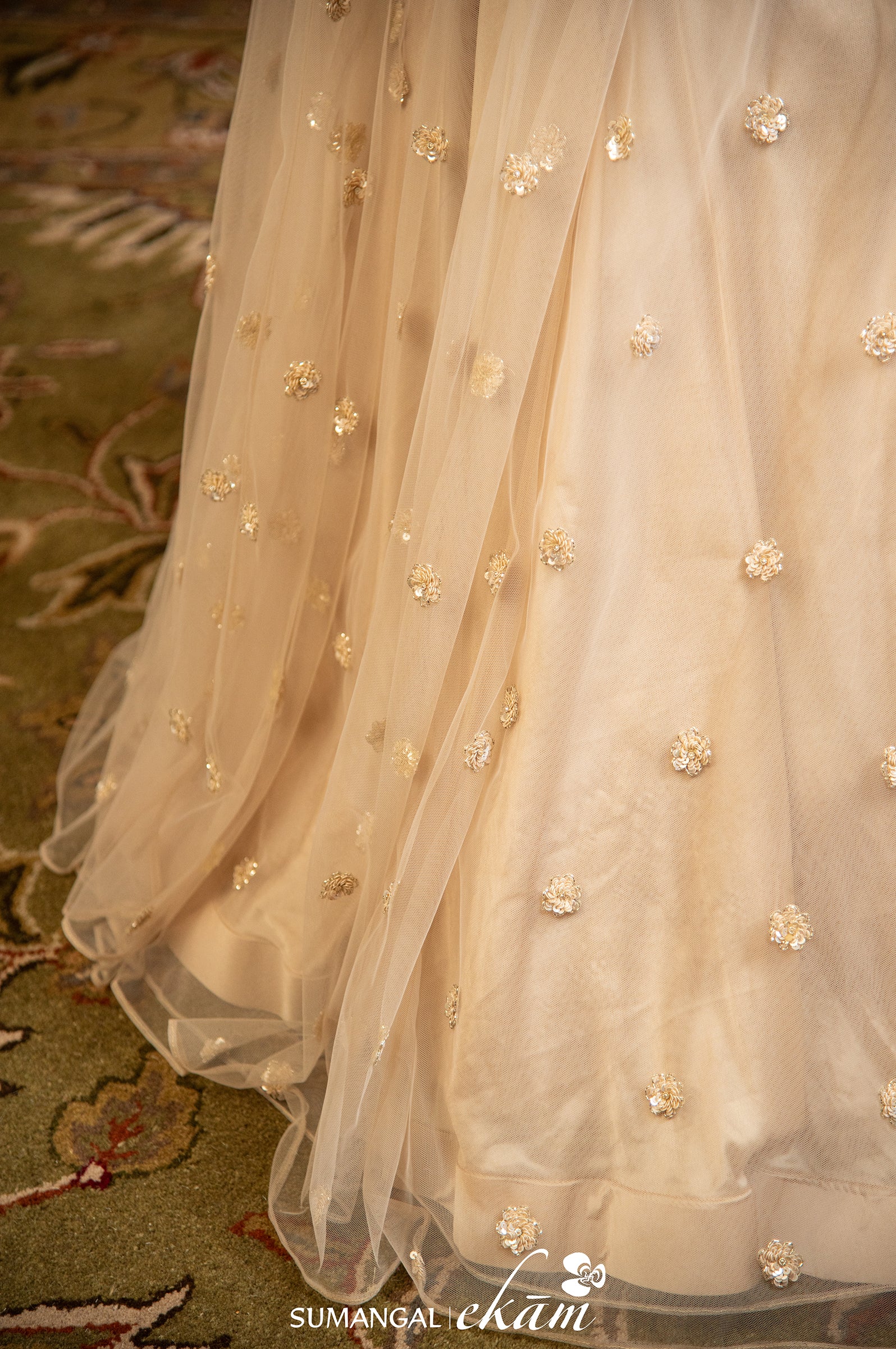Designer Off White Net Handwork Lehenga