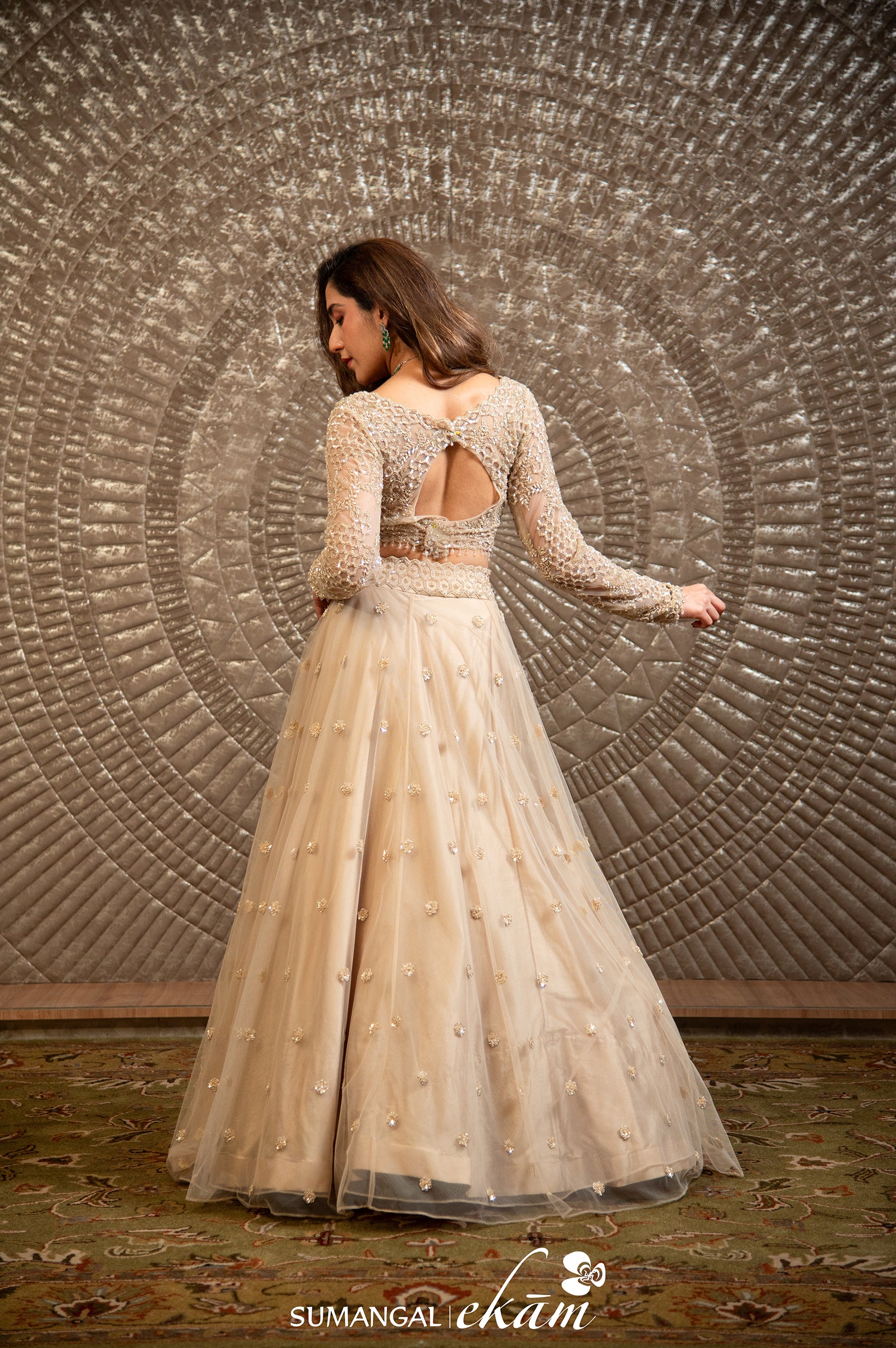 Designer Off White Net Handwork Lehenga
