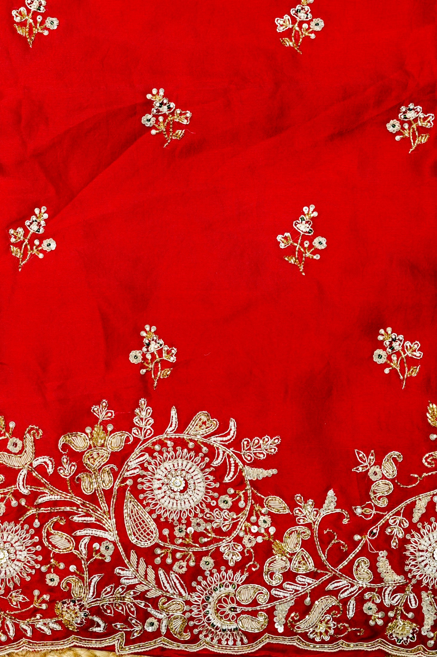 Designer Blood Red Kora Silk Suit