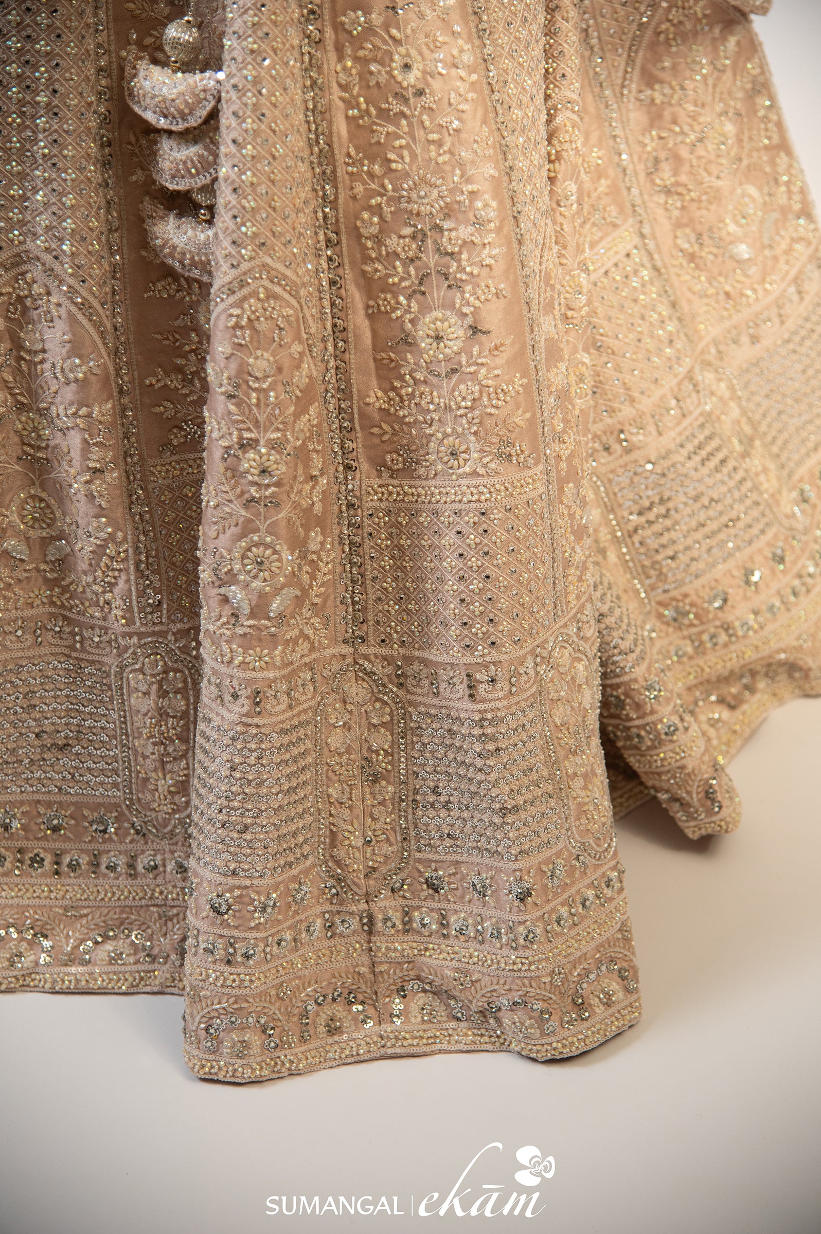 Designer Peach Net Handwork Lehenga