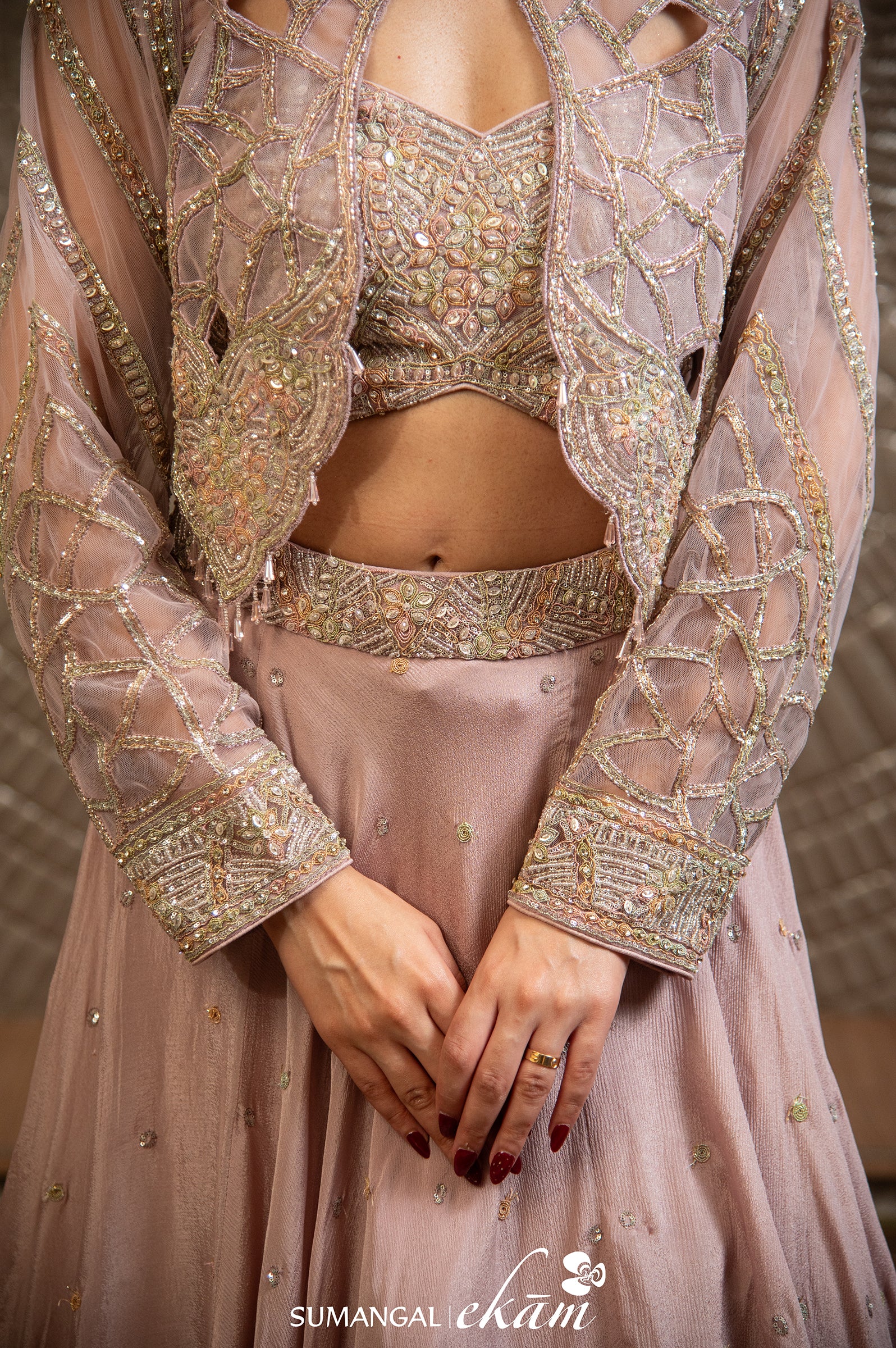 Designer Lilac Chiffon Party Wear Crop Top