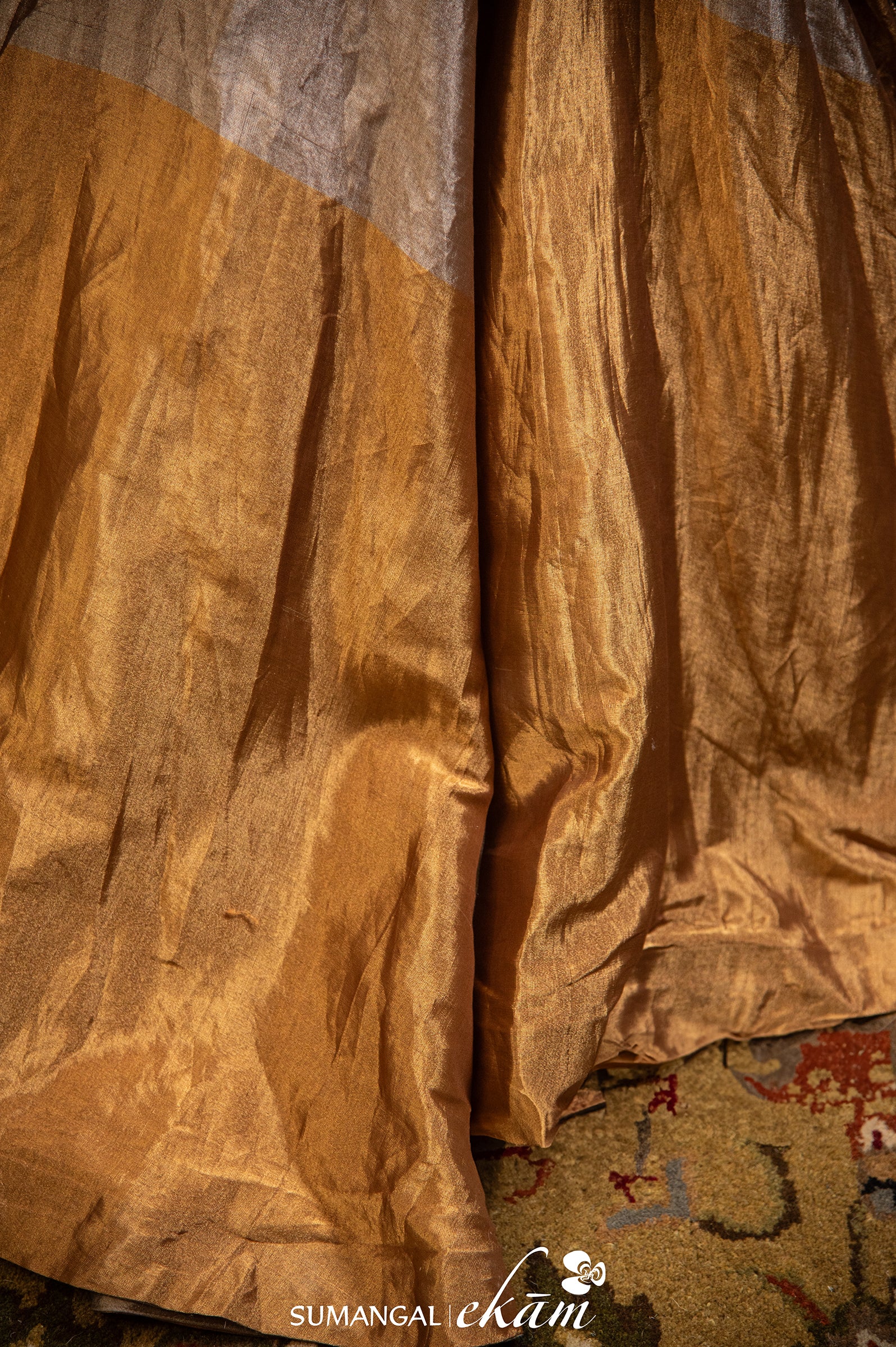 Designer Golden Silver Tissue Silk Lehenga