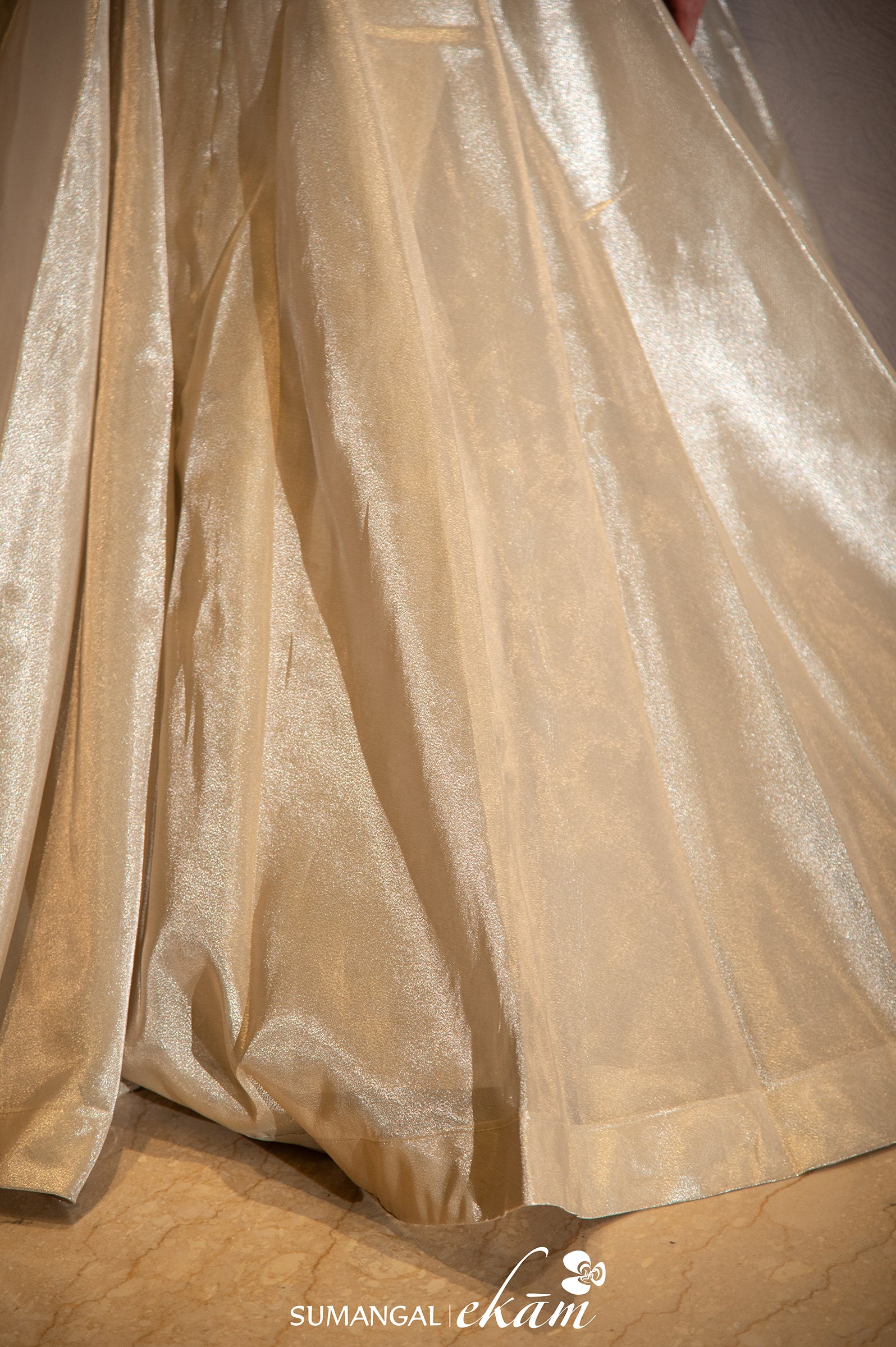 Designer Golden Tissue Silk Crop Top