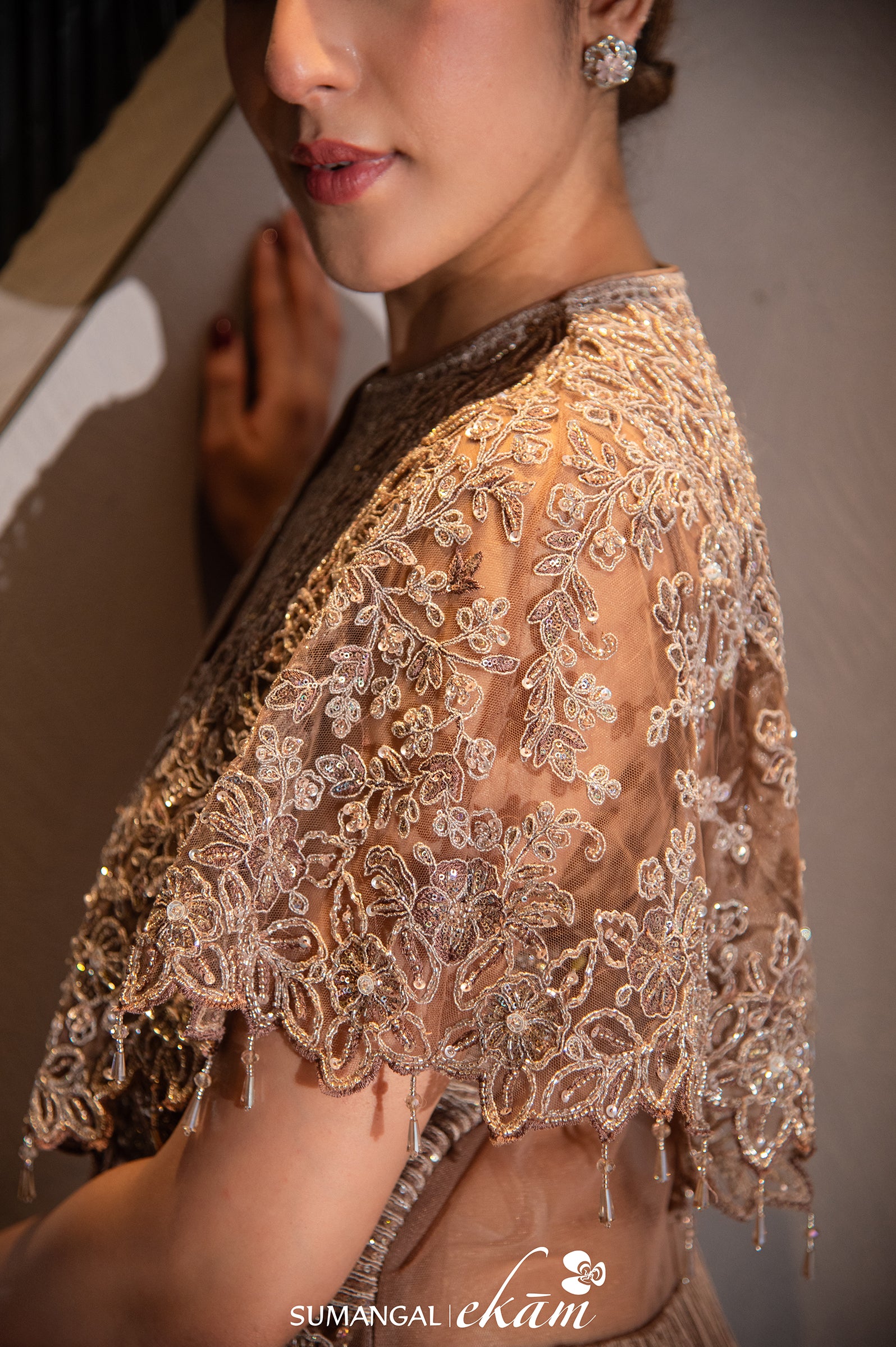 Designer Brown Crepe Silk Crop Top