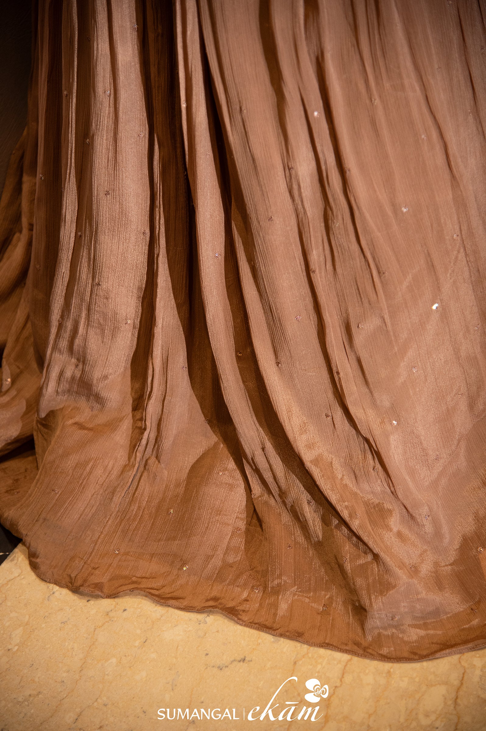 Designer Brown Crepe Silk Crop Top
