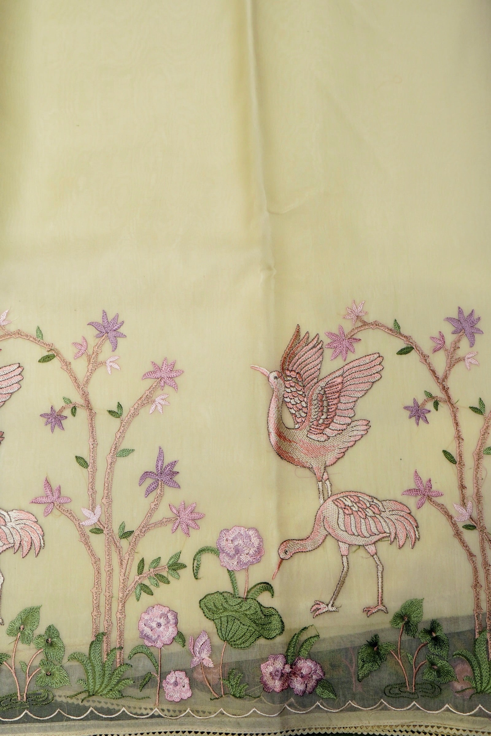 Vantara | Designer Pastel Yellow Organza Suit