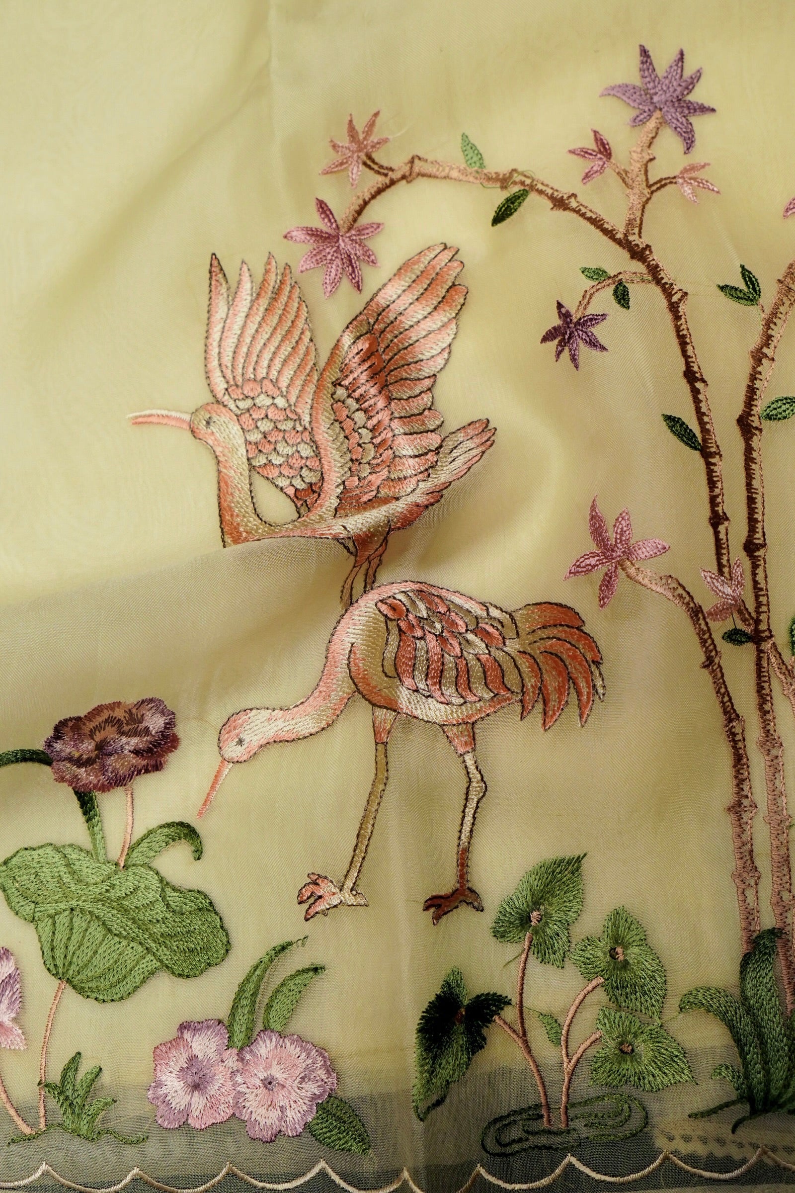 Vantara | Designer Pastel Yellow Organza Suit