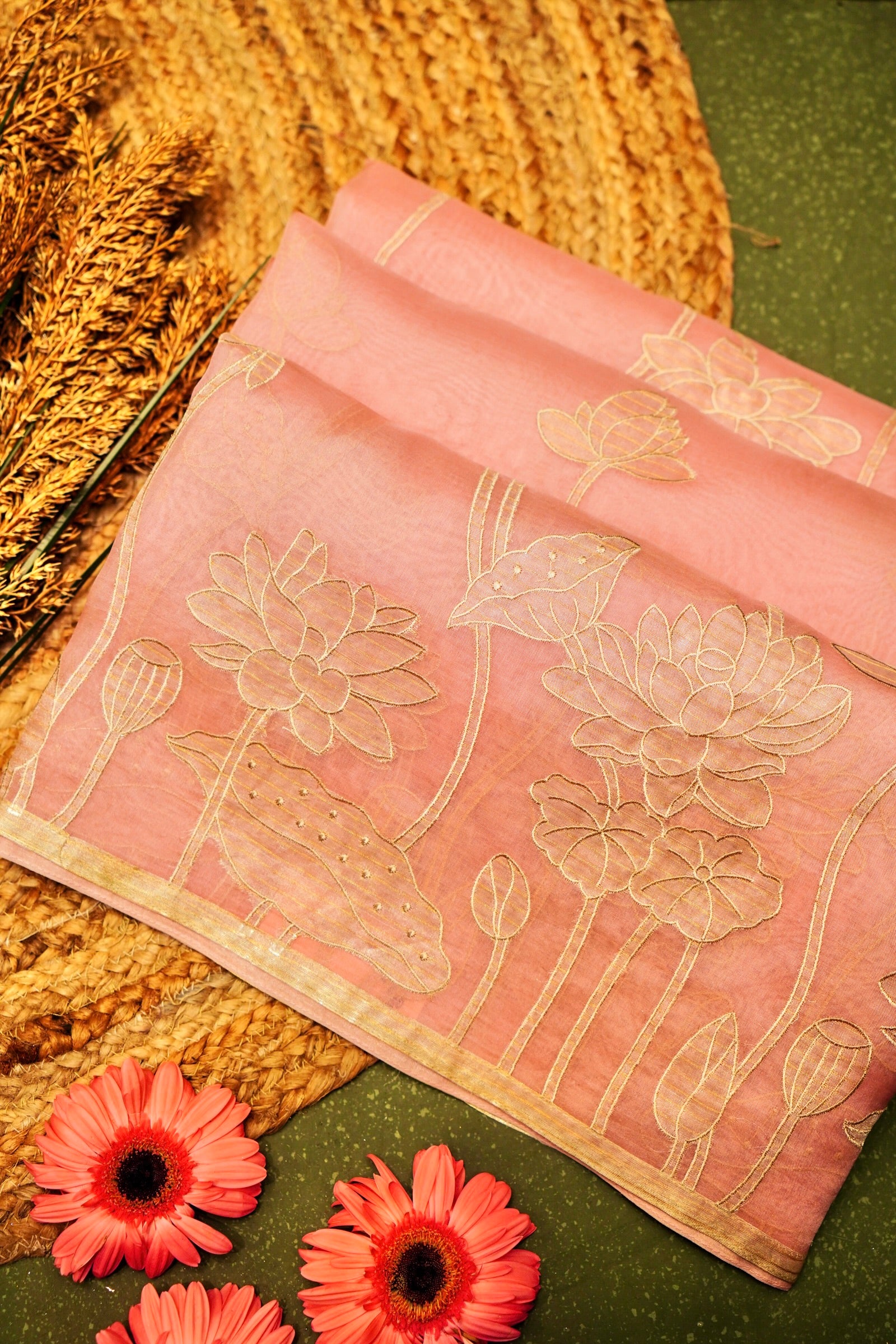 Designer Pink Organza Saree