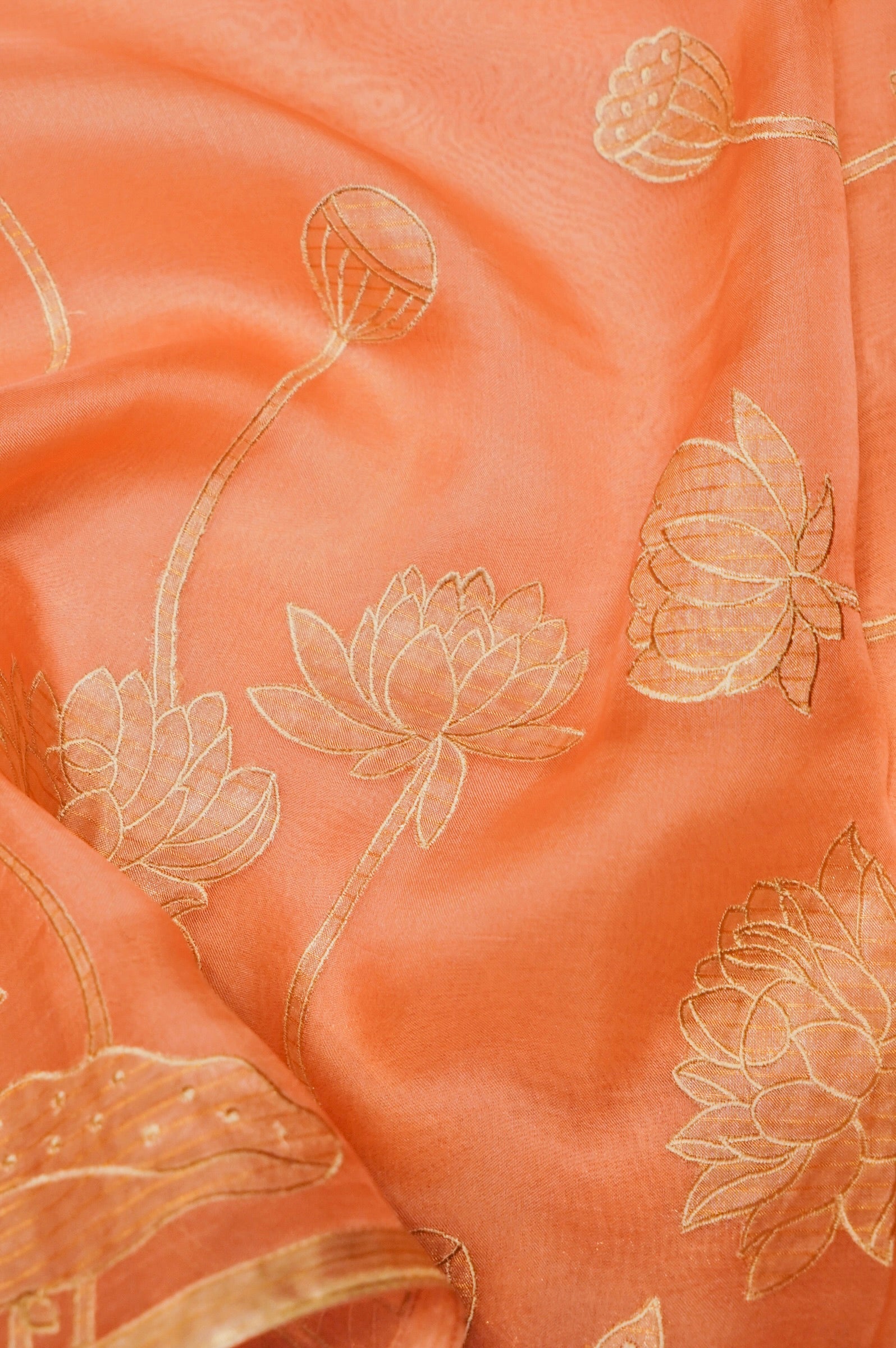 Designer Peach Organza Saree
