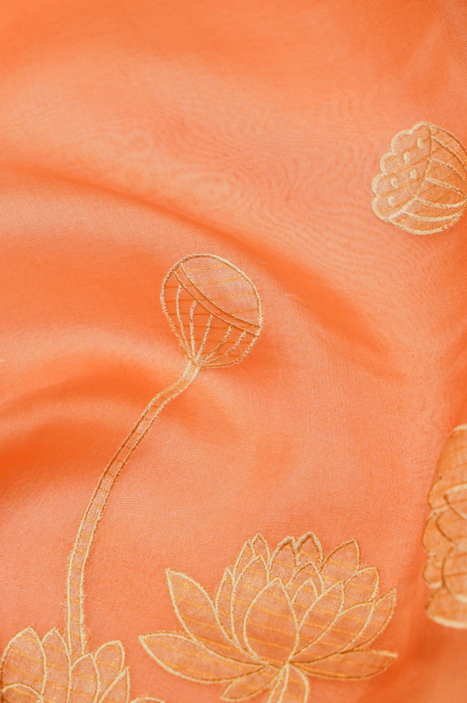 Designer Peach Organza Saree