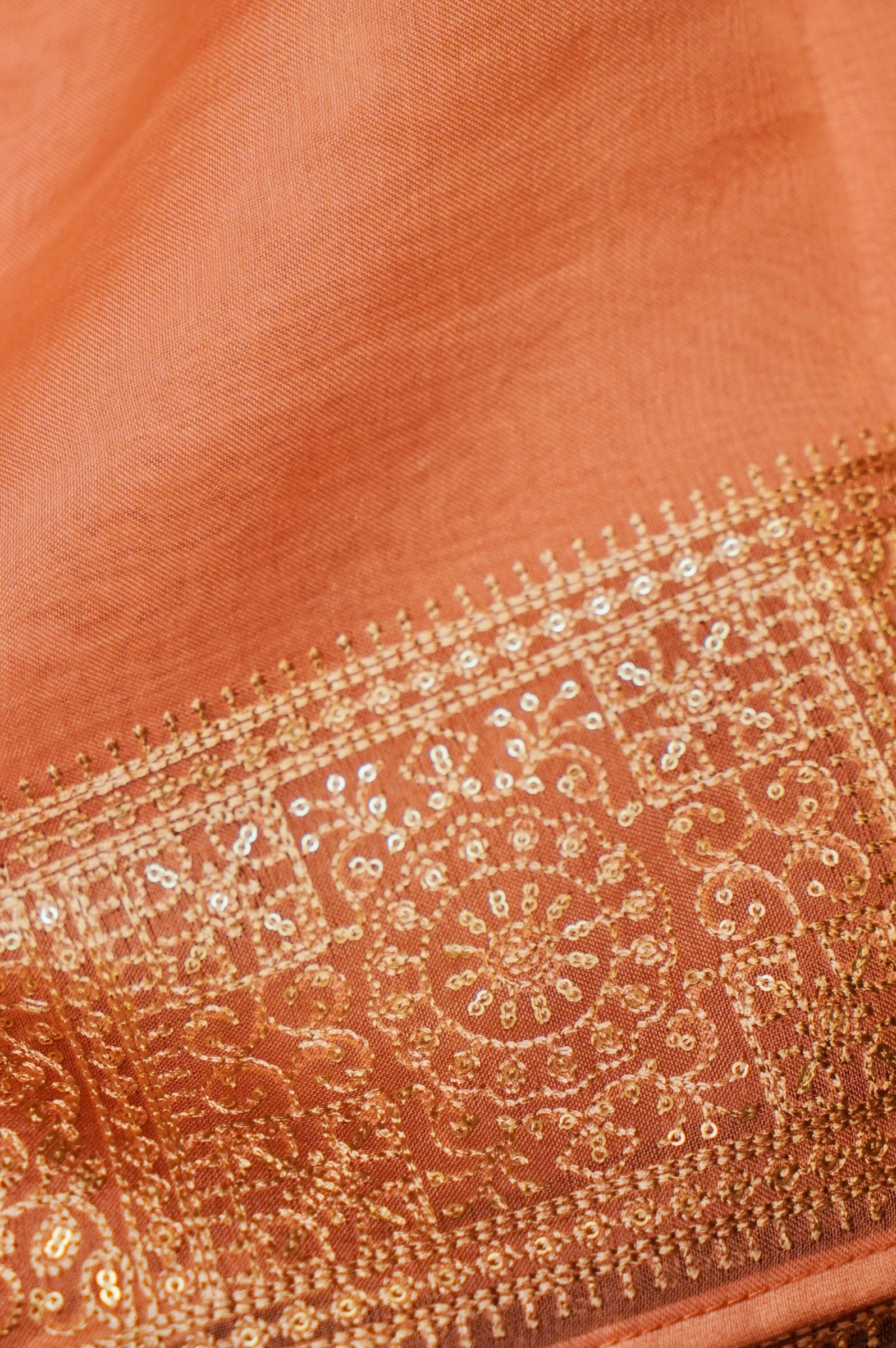 Designer Peach Organza Saree