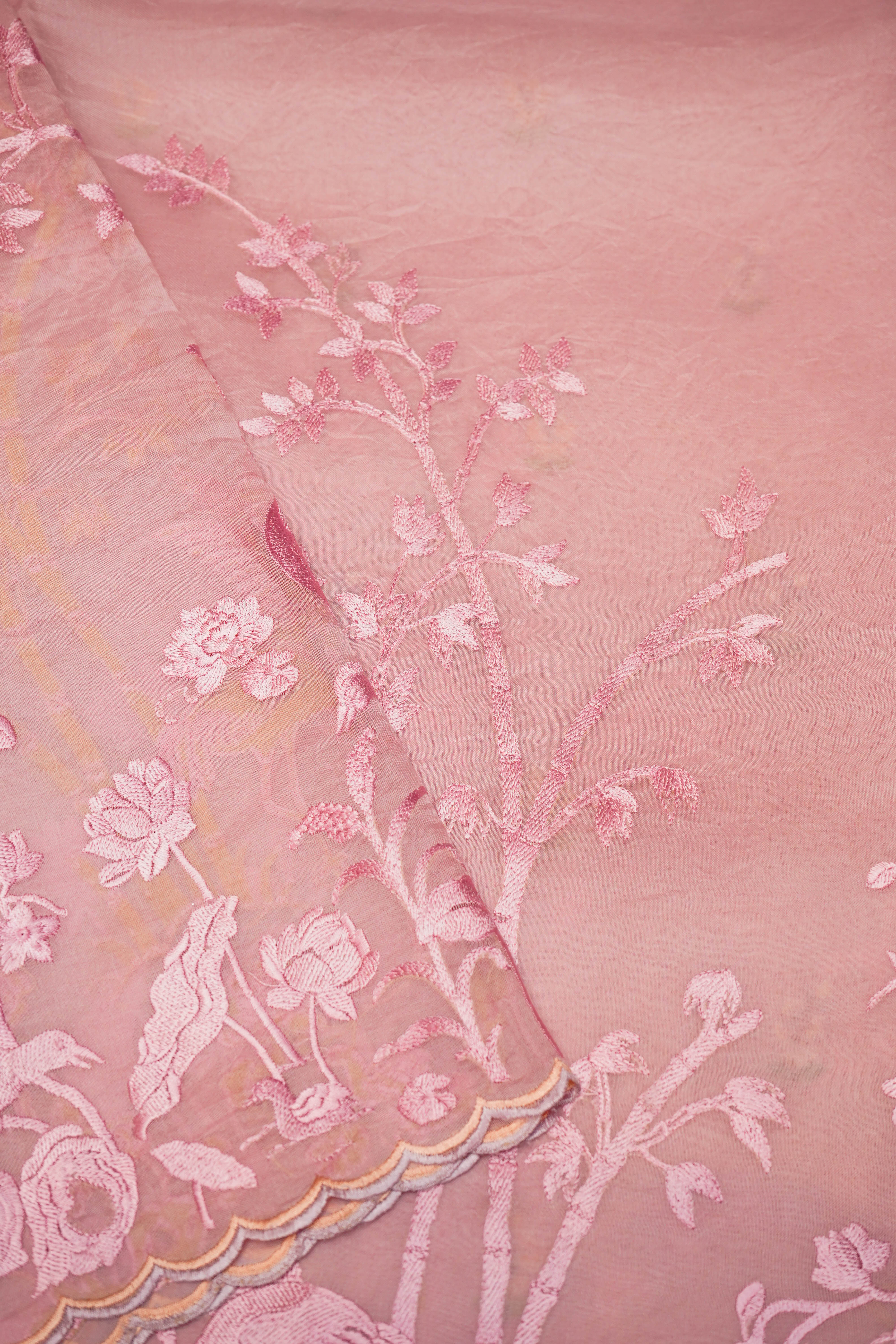 Designer Pink Organza Saree