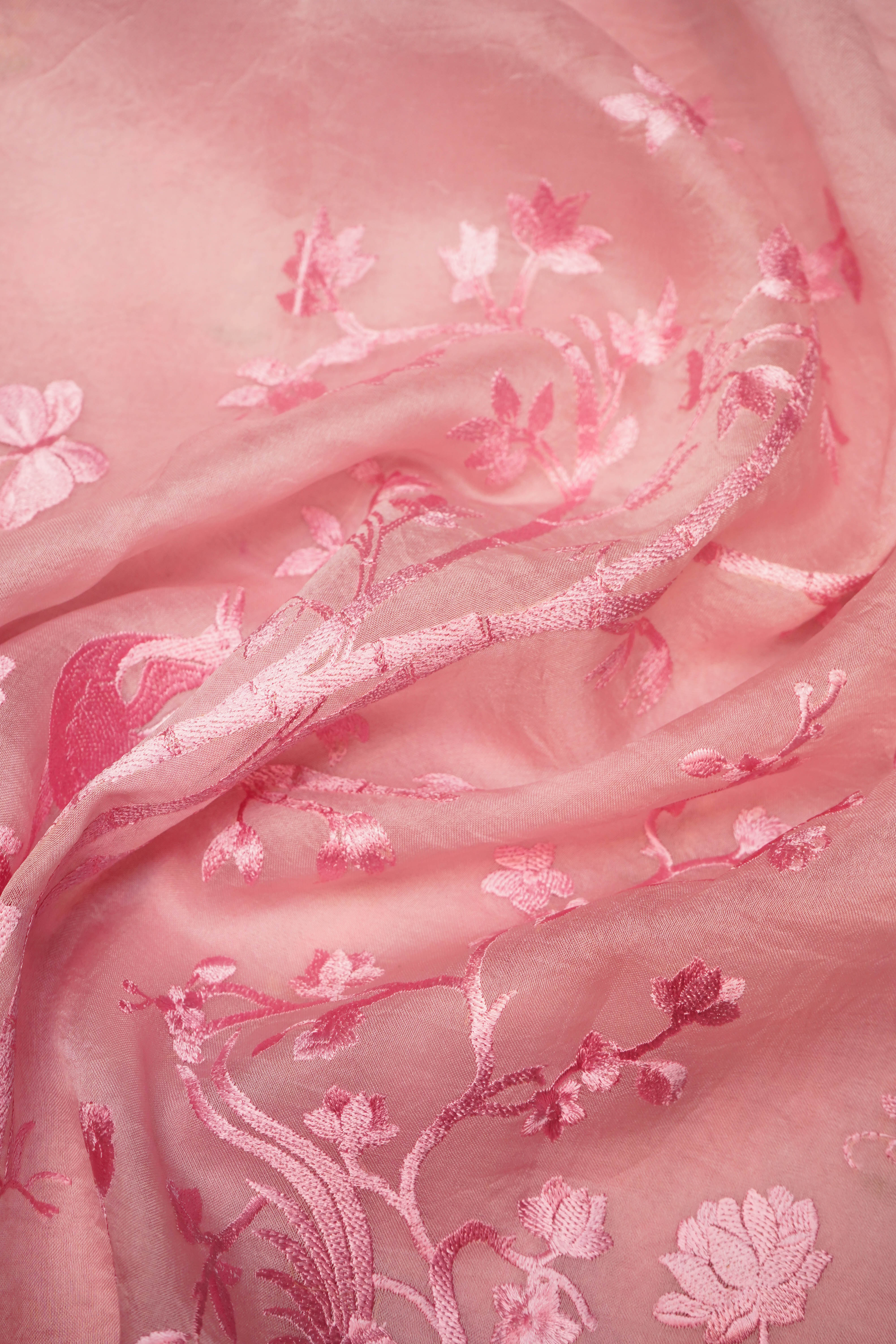 Designer Pink Organza Saree