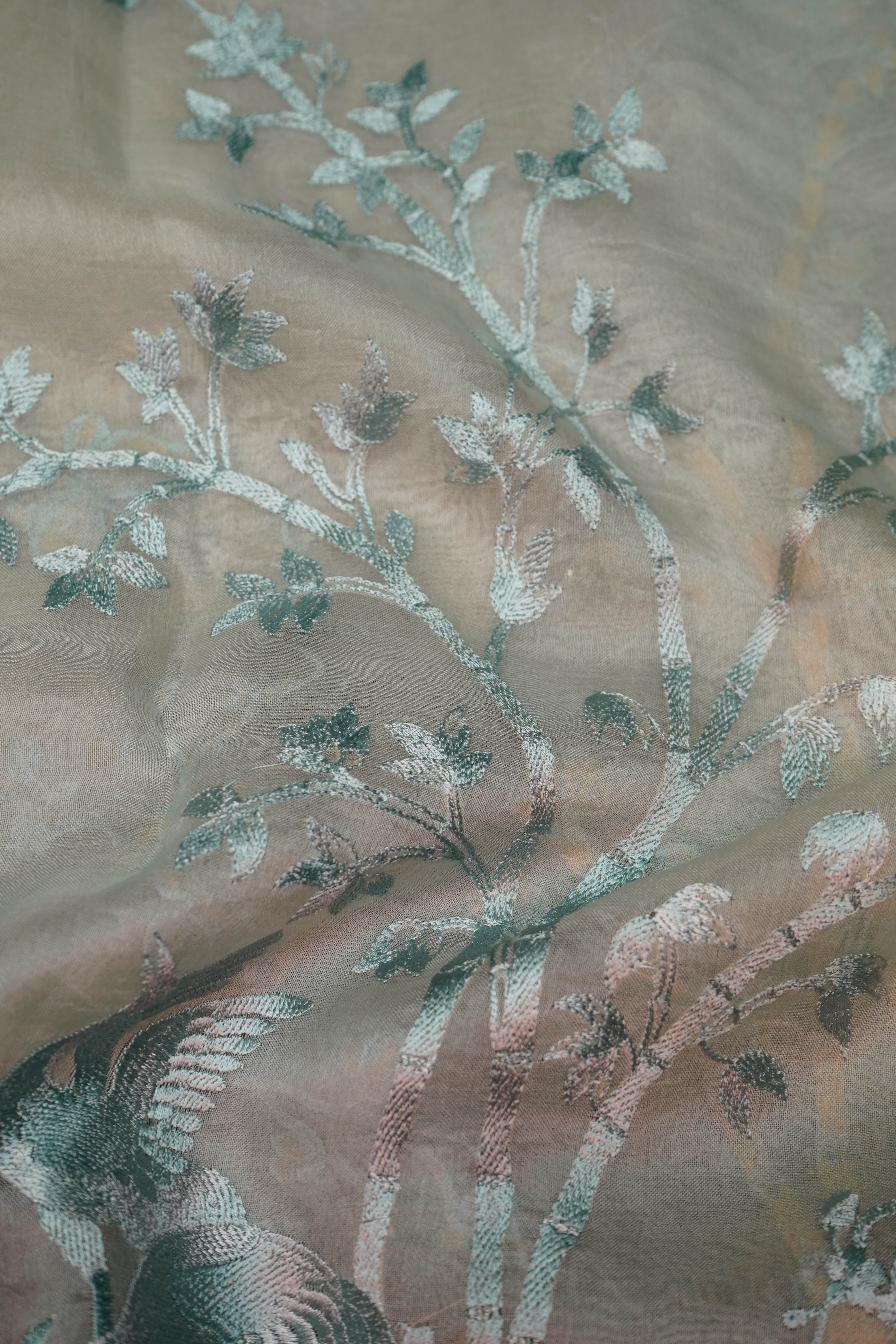 Designer Sea Green Organza Saree