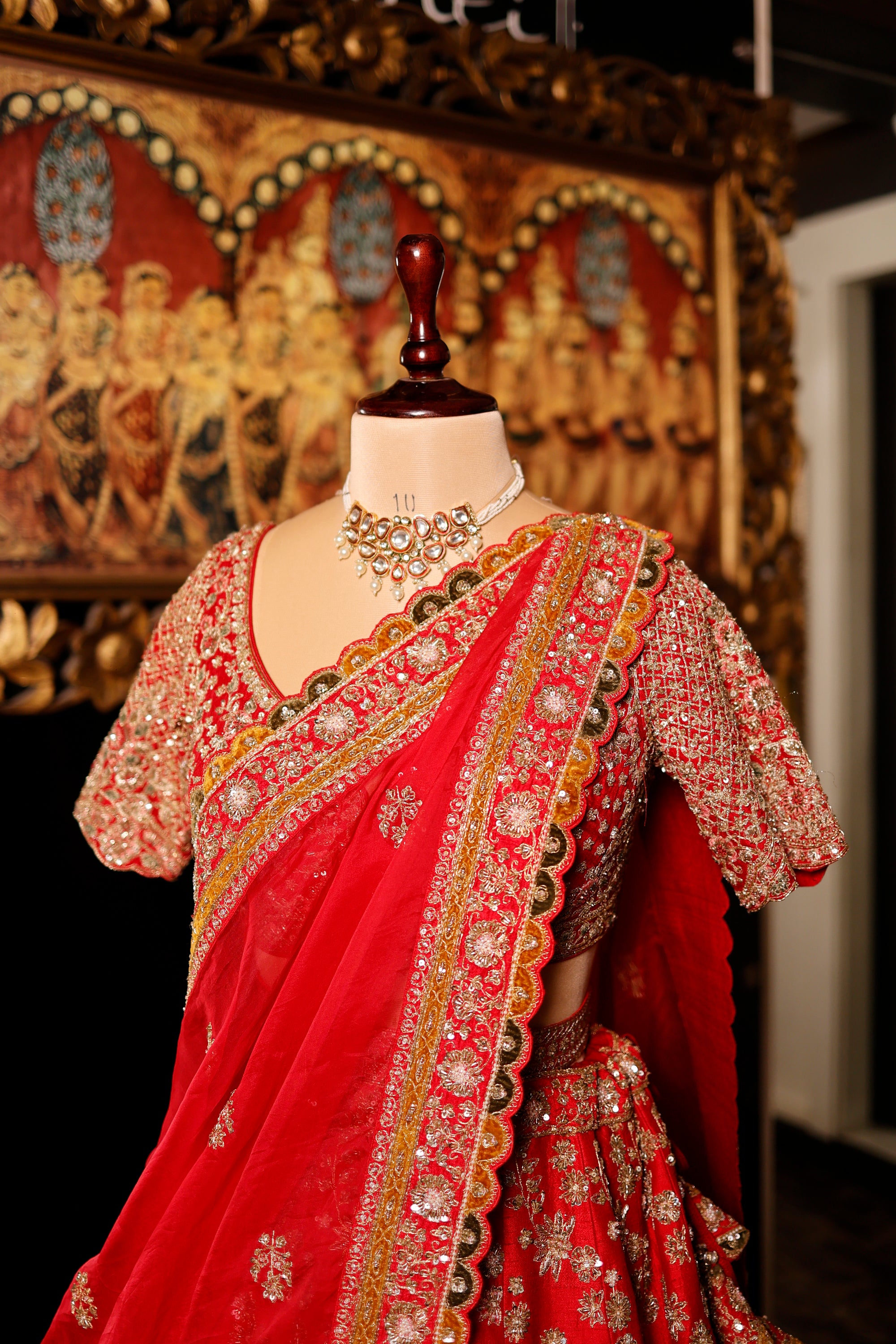 Designer Red Raw Silk Bridal Lehenga