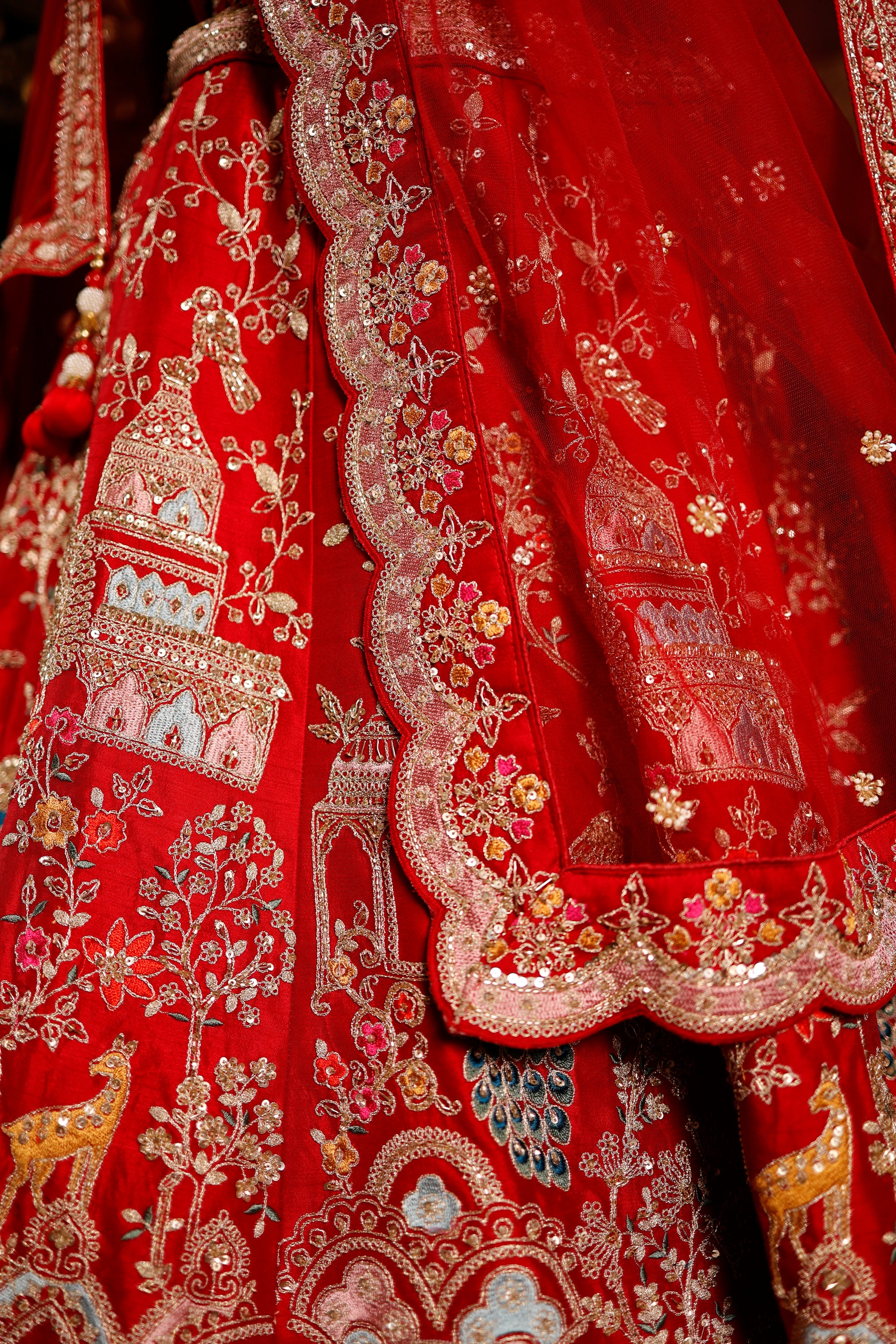 Designer Red Raw Silk Bridal Lehenga
