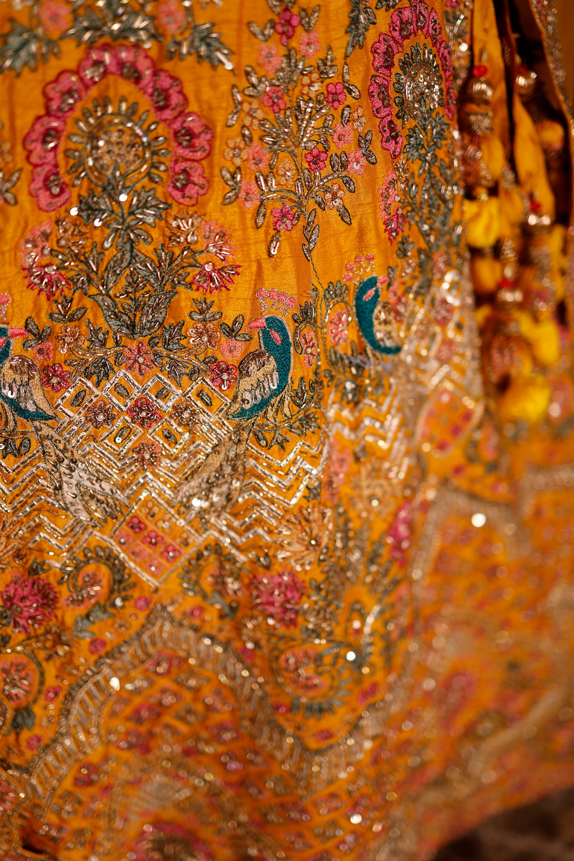 Designer Mustard Yellow Raw Silk Haldi Lehenga