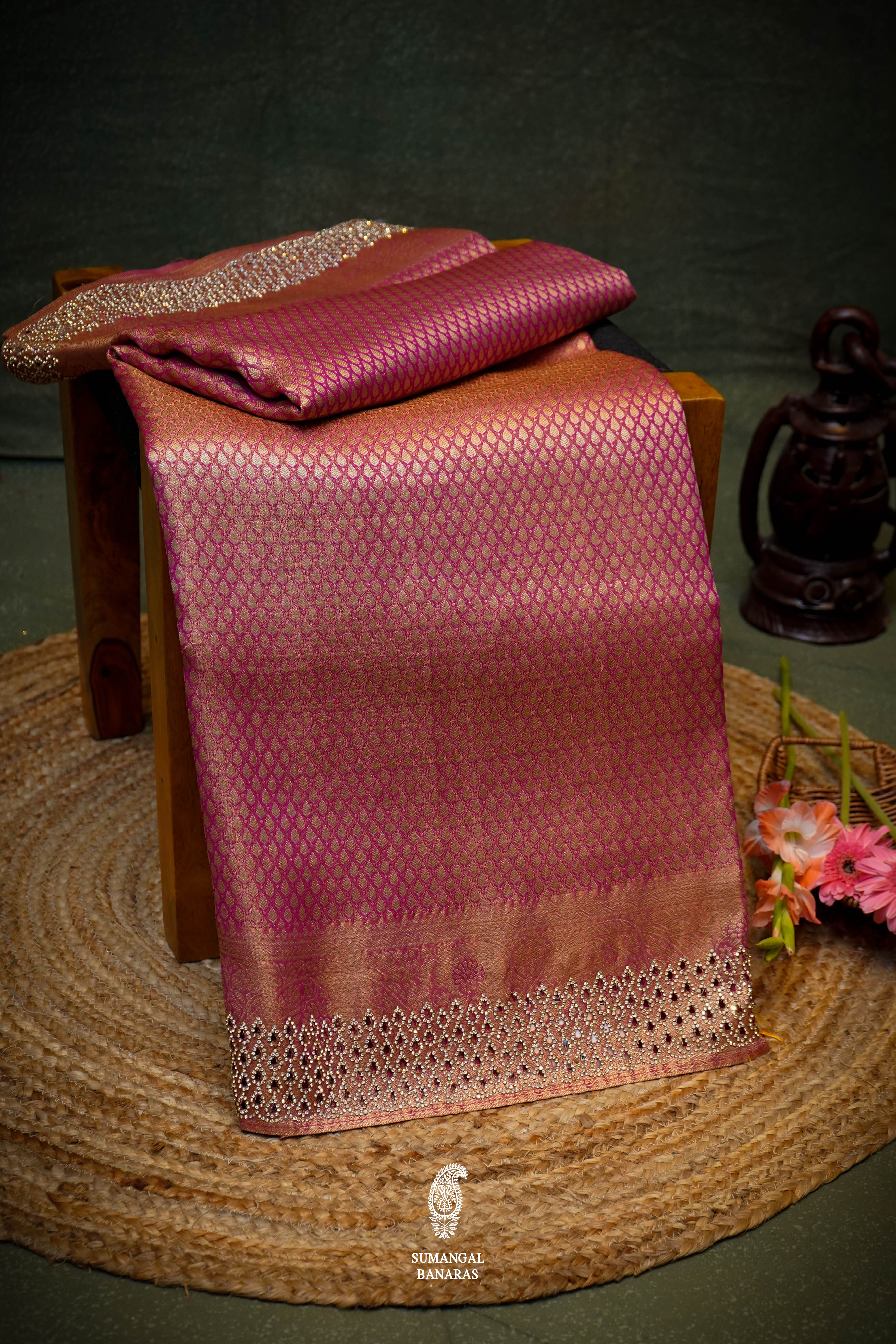 Designer Pink Blended Katan Silk Saree