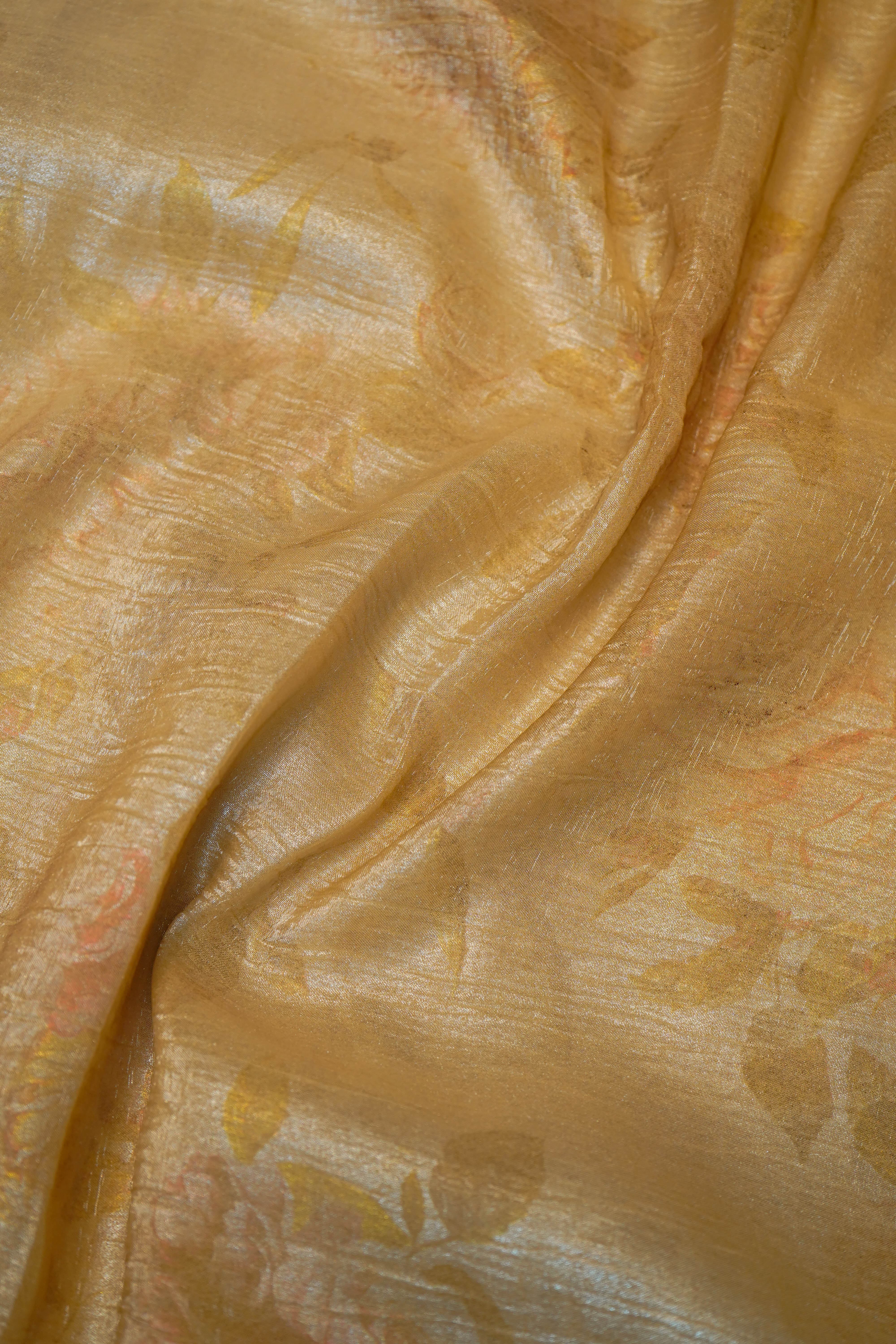 Designer Golden Blended Tissue Silk Saree