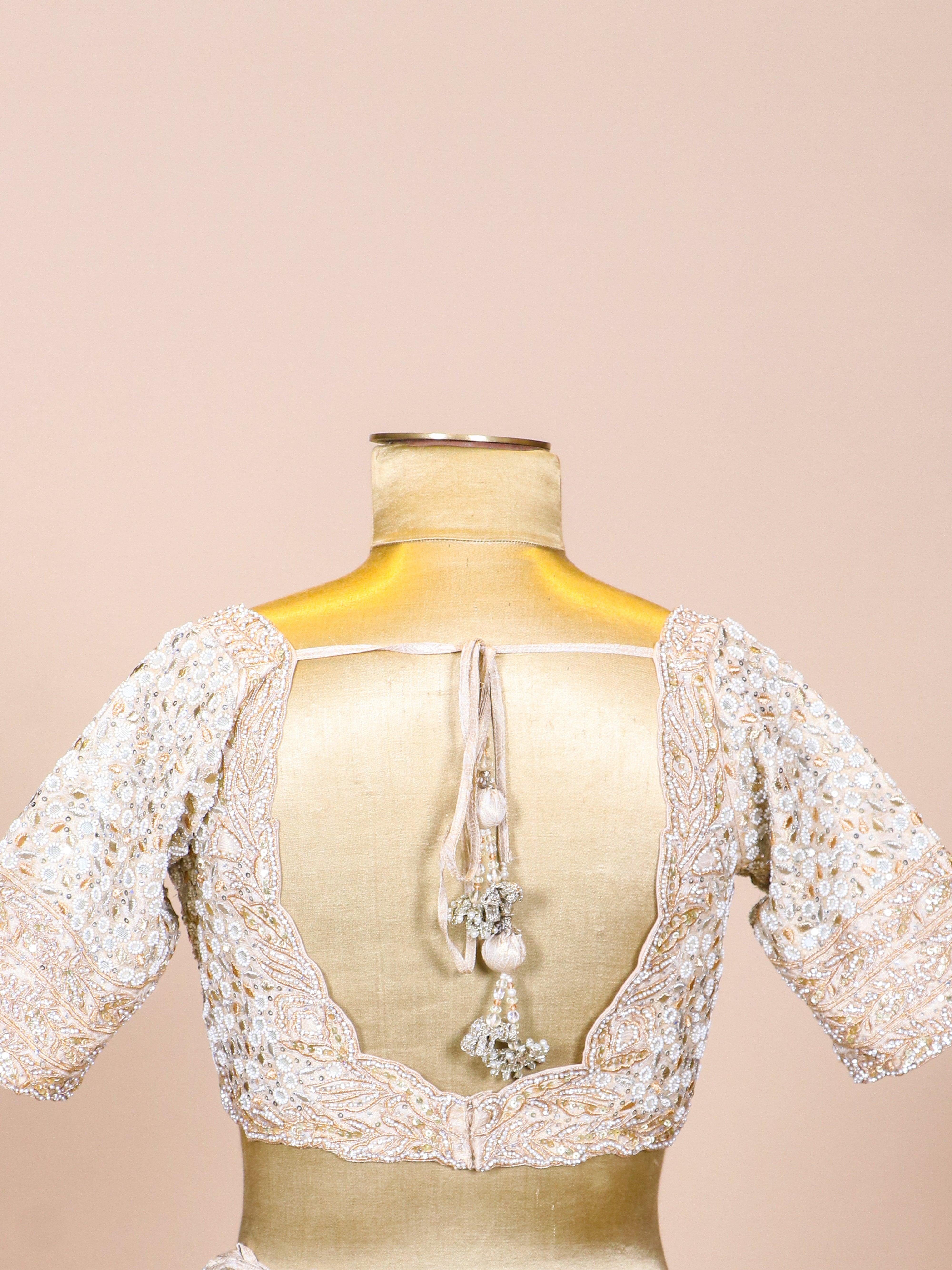 Designer Ivory Raw Silk Party Wear Lehenga - Sumangal Ekam