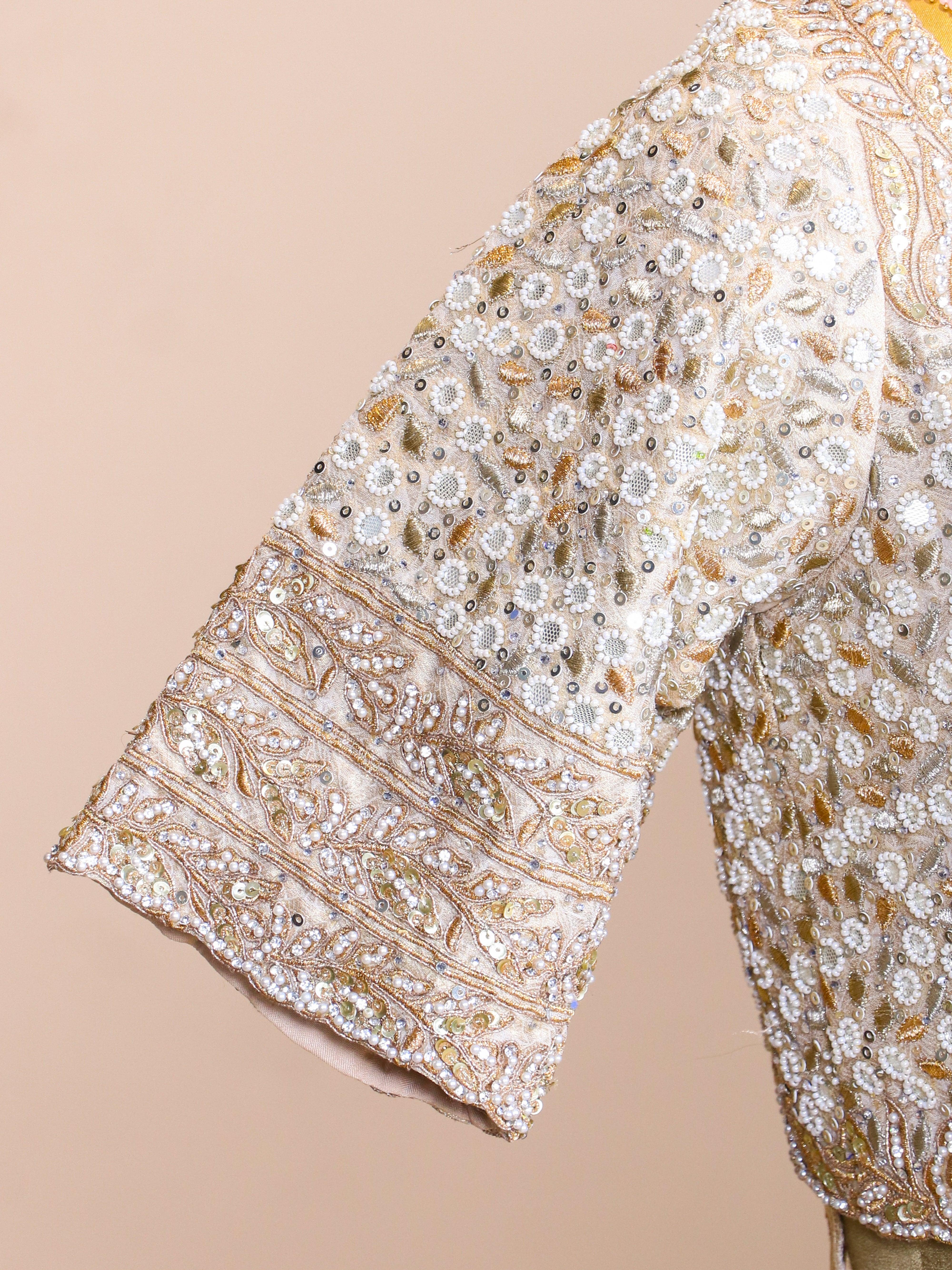 Designer Ivory Raw Silk Party Wear Lehenga - Sumangal Ekam