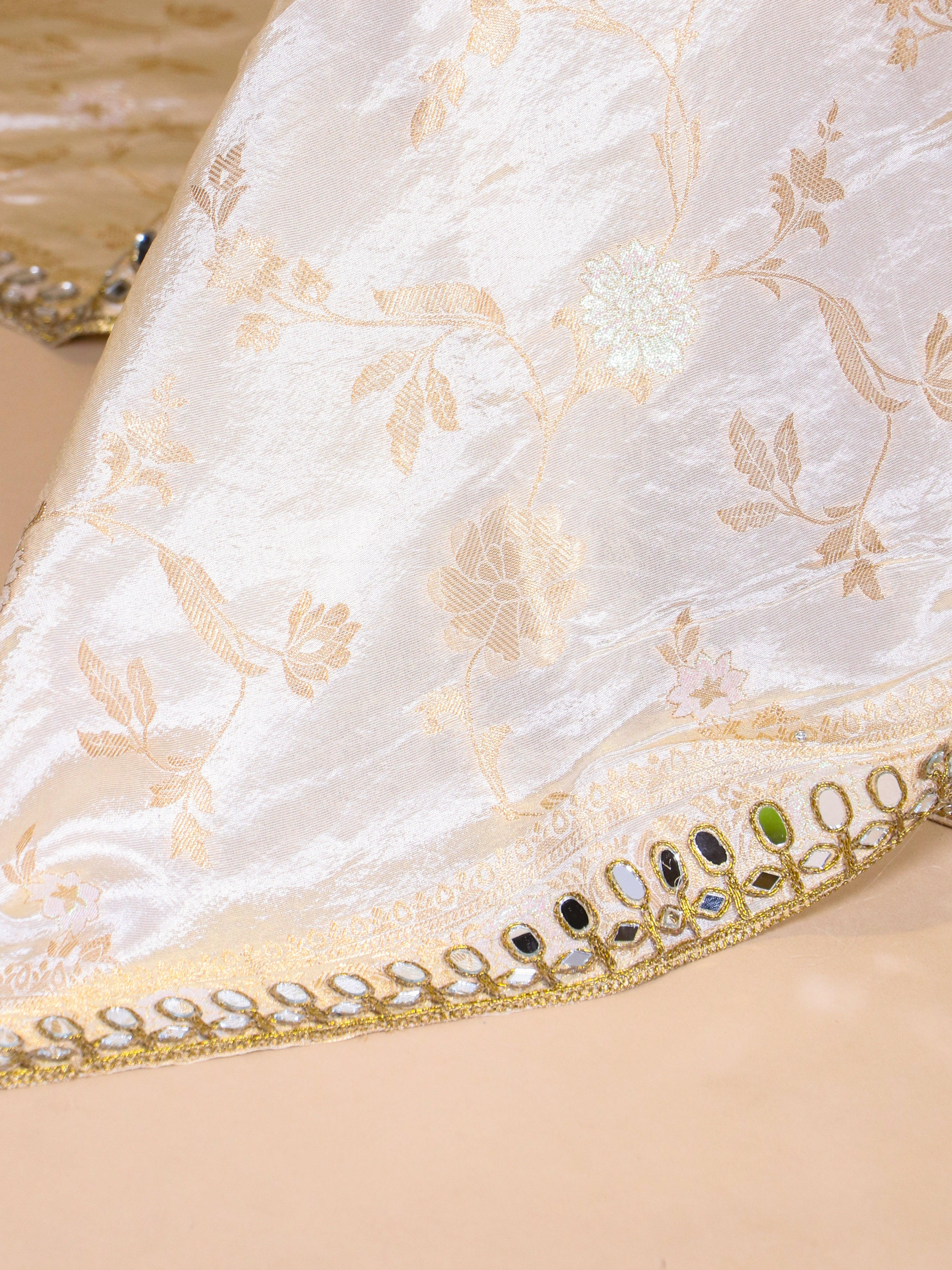 Designer Ivory Raw Silk Party Wear Lehenga - Sumangal Ekam