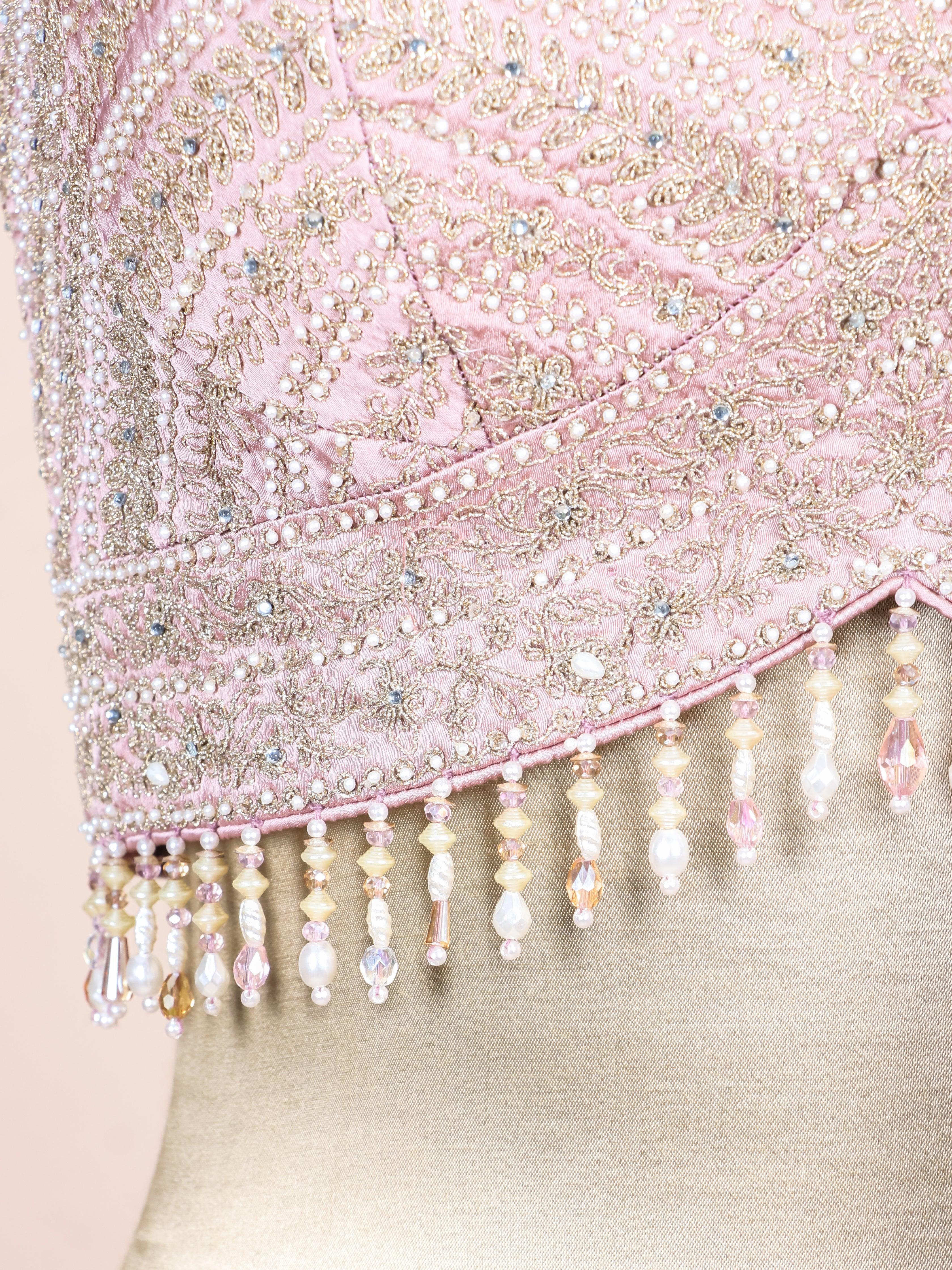 Designer Pyazi Pink Silk Party Wear Lehenga - Sumangal Ekam