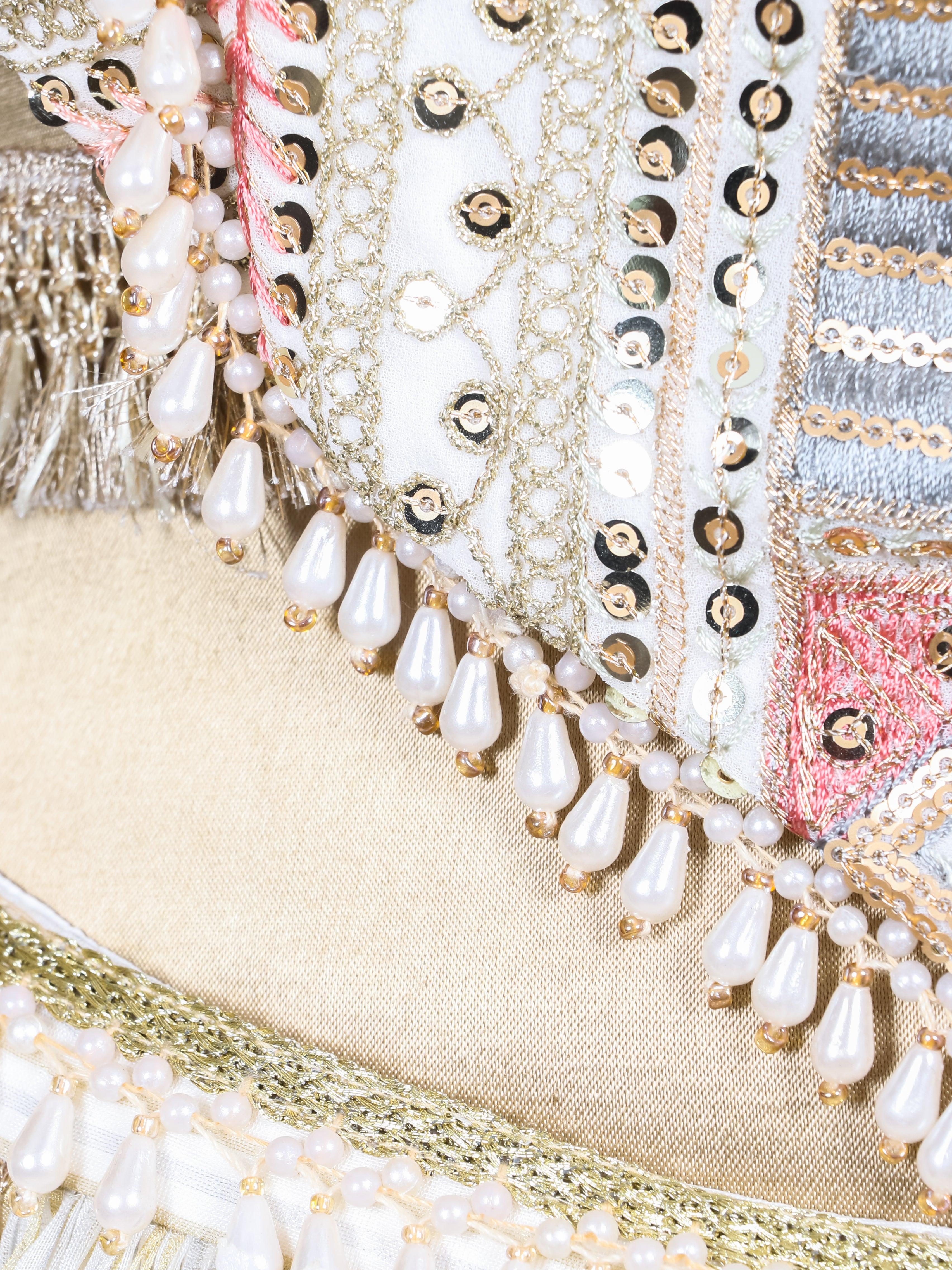 Designer Off White Fancy Banarasi Party Wear Lehenga - Sumangal Ekam
