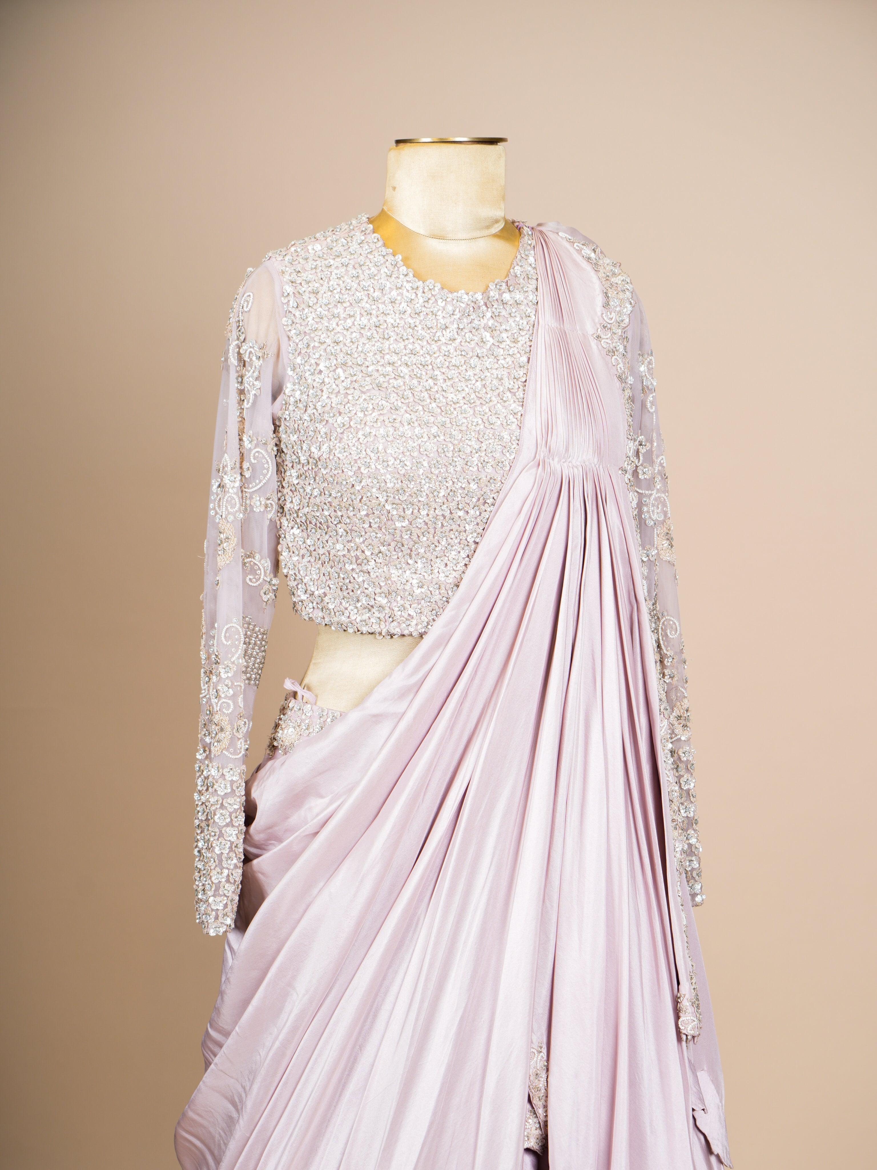 Designer Lavender Organza Silk Party Wear Indo Western - Sumangal Ekam