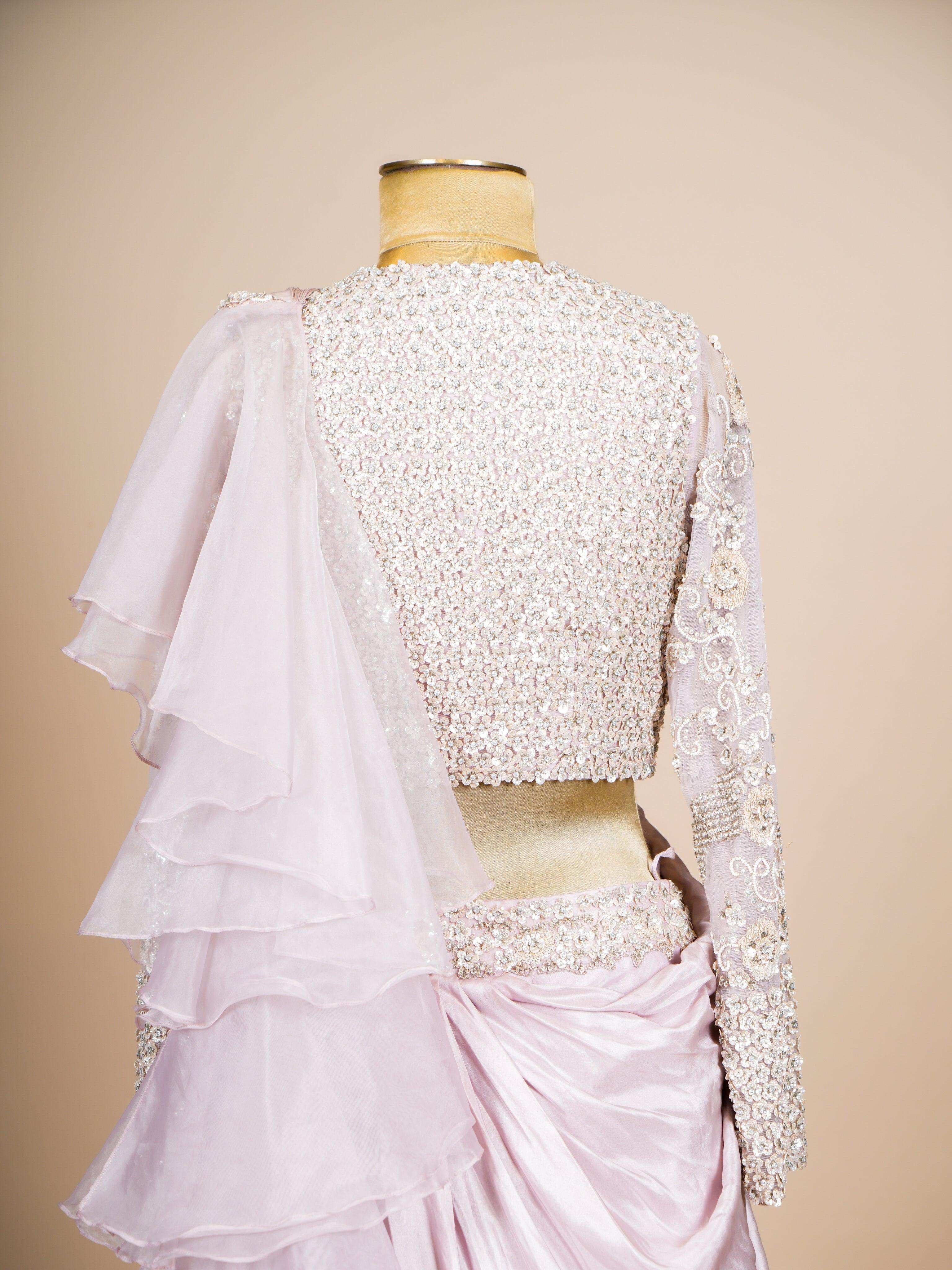 Designer Lavender Organza Silk Party Wear Indo Western - Sumangal Ekam