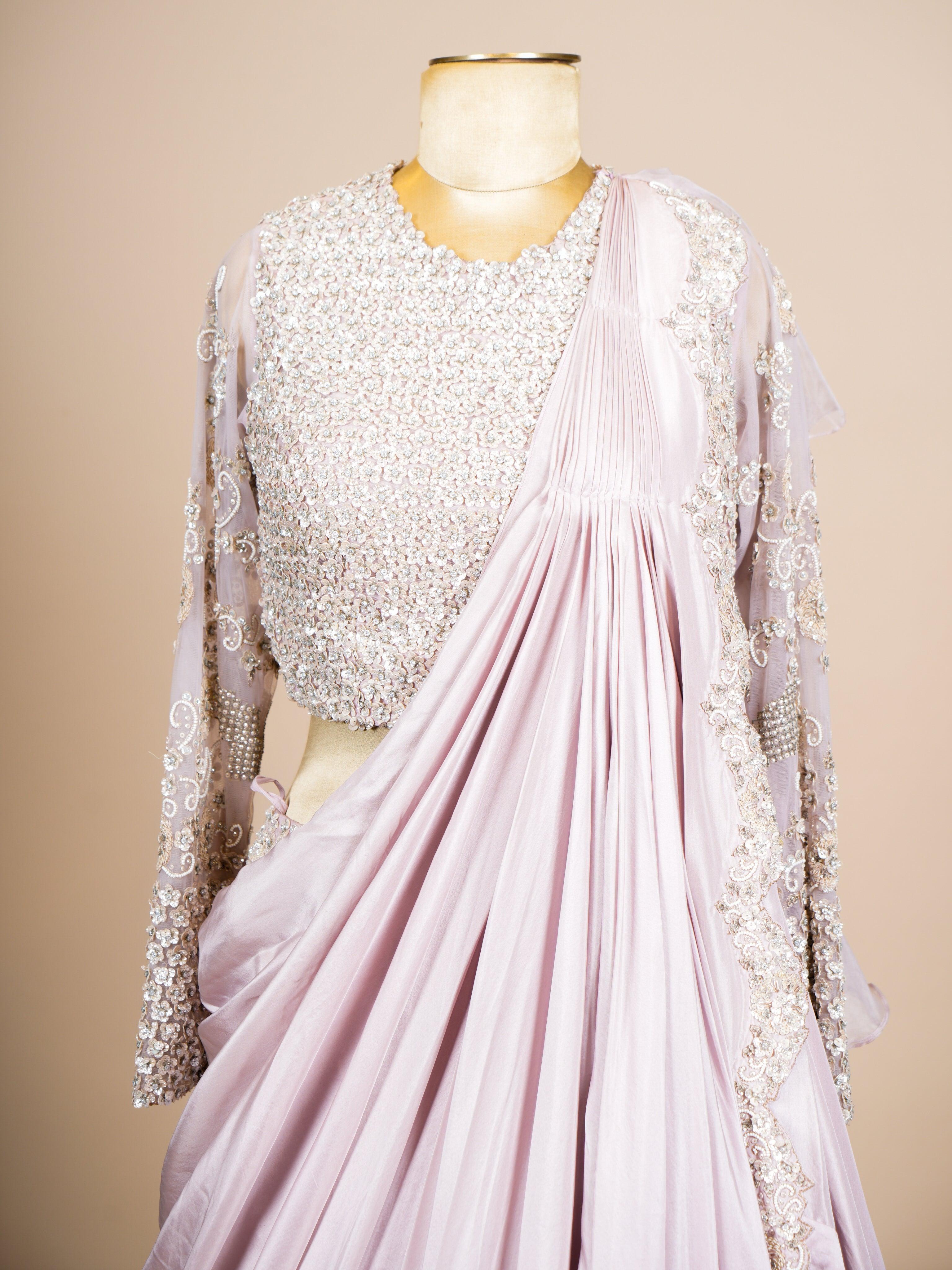 Designer Lavender Organza Silk Party Wear Indo Western - Sumangal Ekam