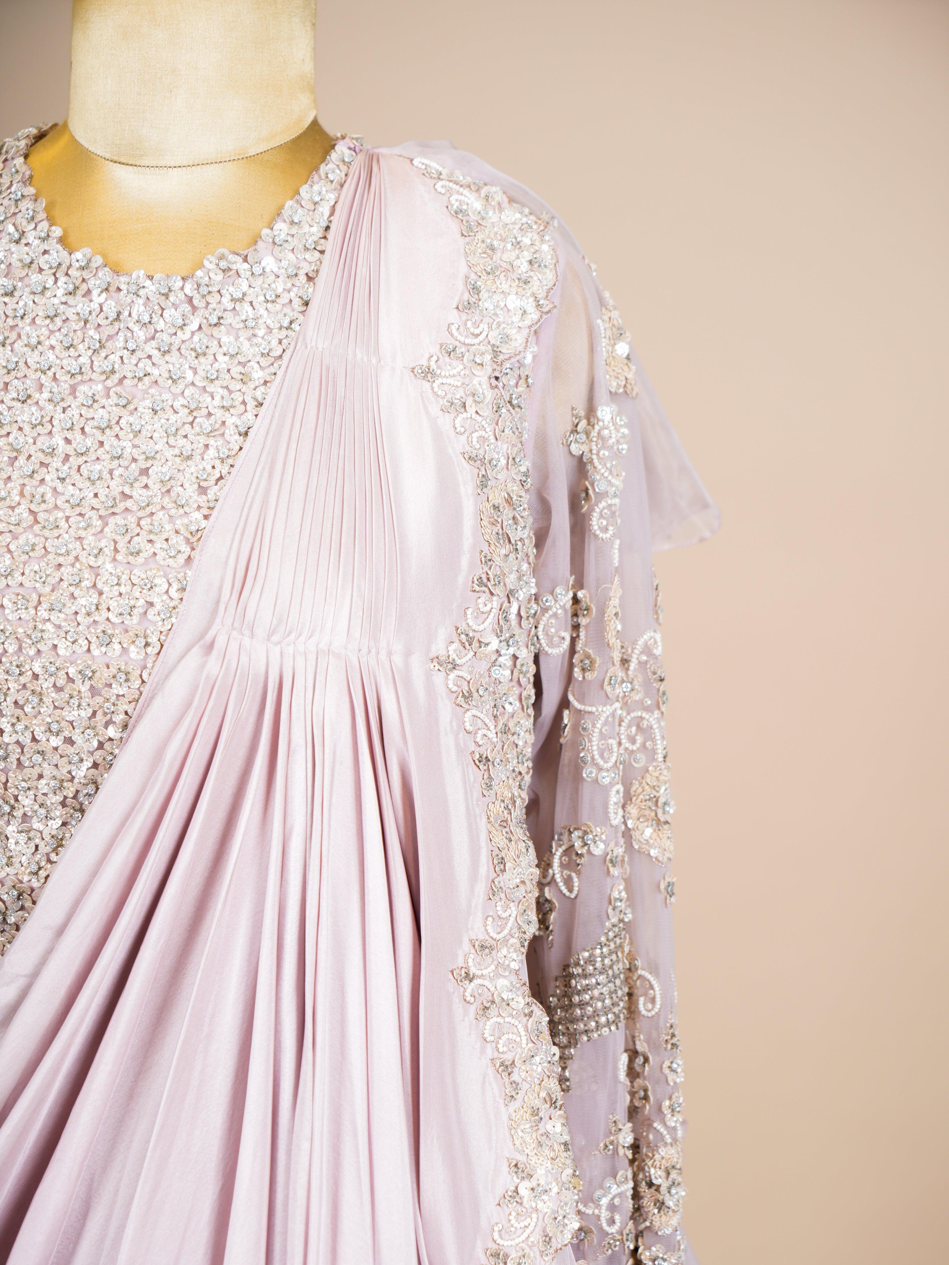 Designer Lavender Organza Silk Party Wear Indo Western - Sumangal Ekam