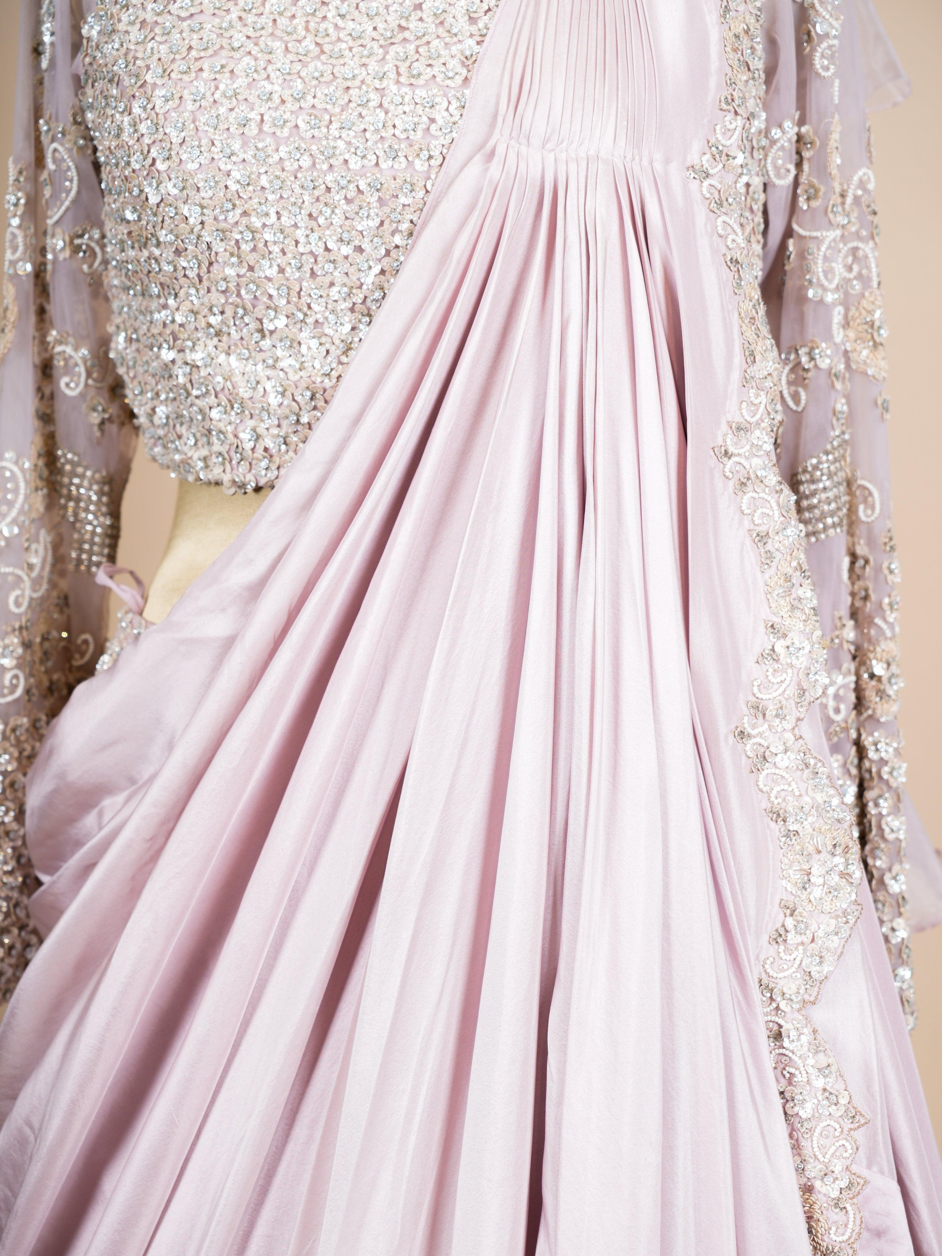 Designer Lavender Organza Silk Party Wear Indo Western - Sumangal Ekam