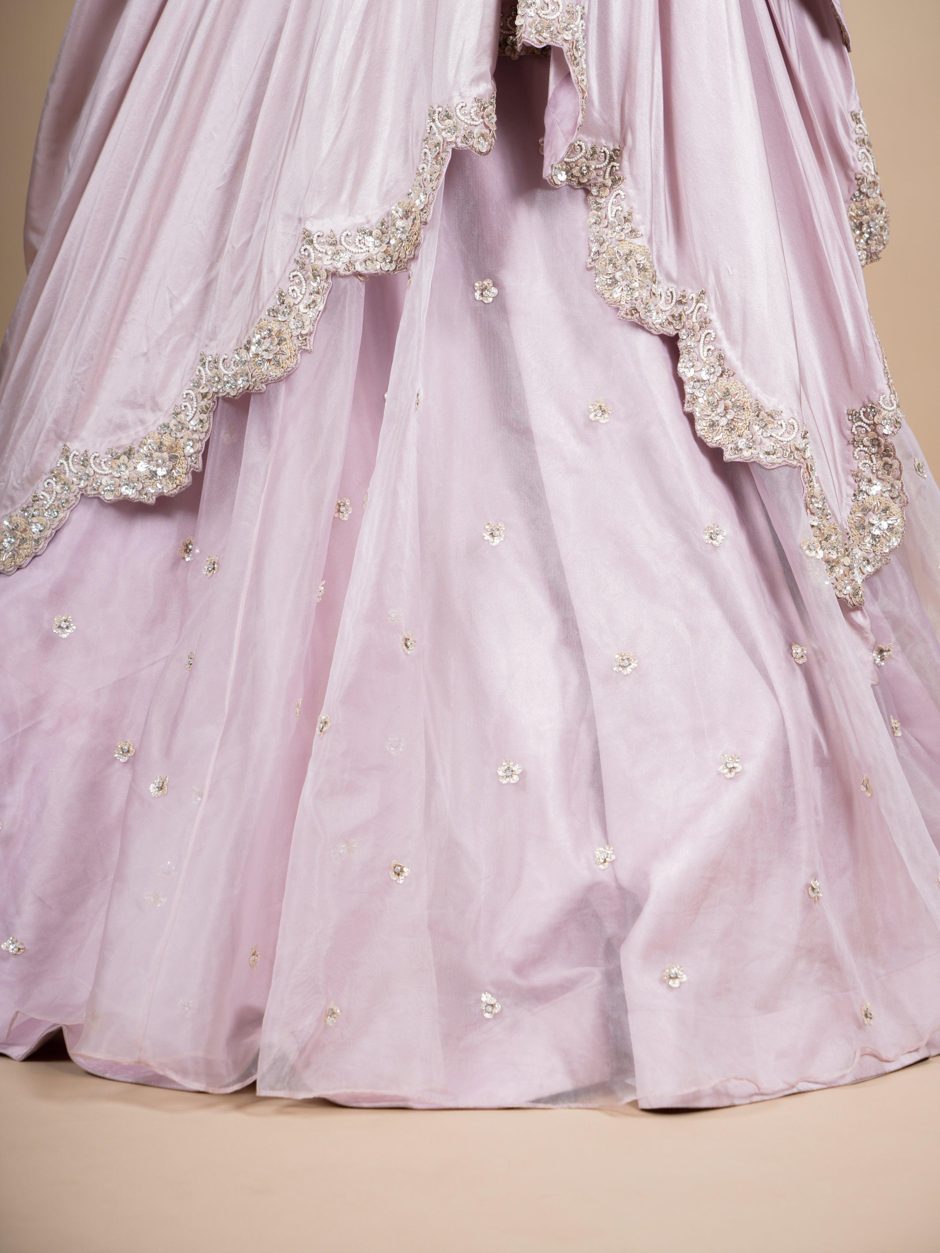 Designer Lavender Organza Silk Party Wear Indo Western - Sumangal Ekam