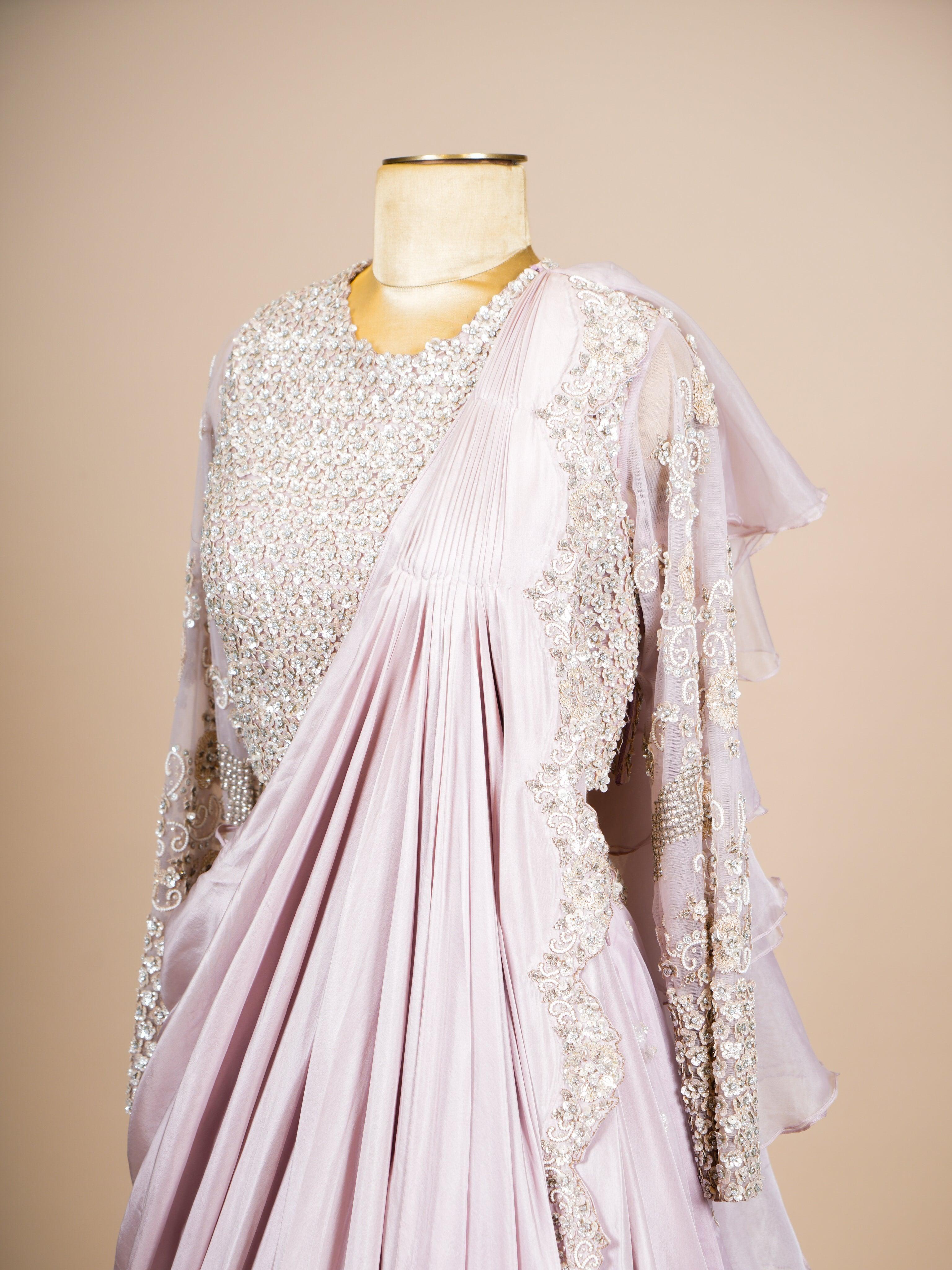 Designer Lavender Organza Silk Party Wear Indo Western - Sumangal Ekam