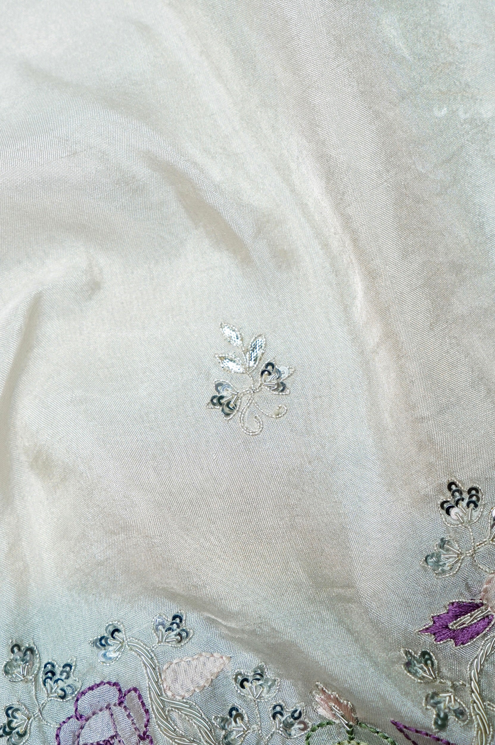 Designer Off White Tissue Silk Embroidered Saree