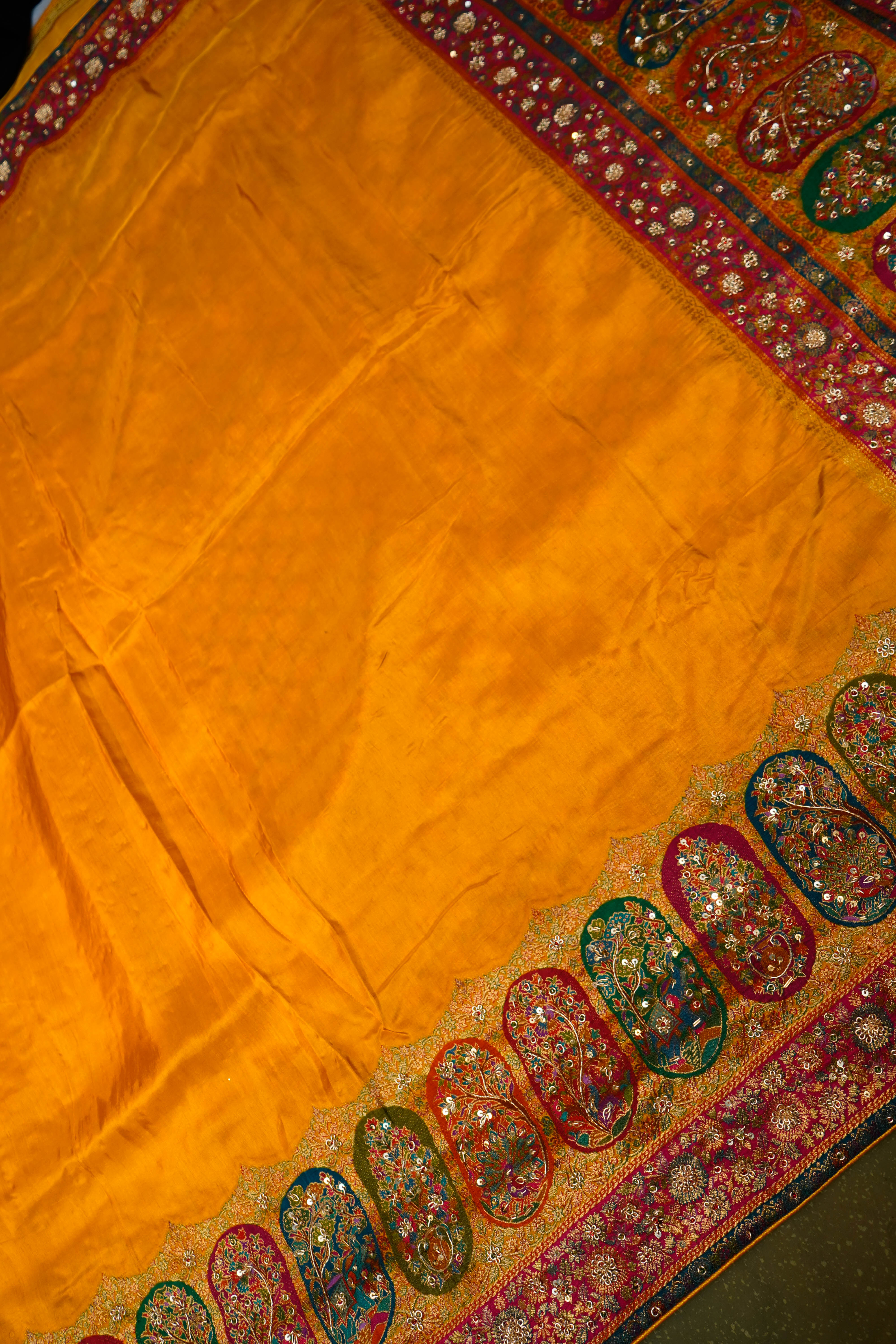 Designer Yellow Moonga Silk Saree