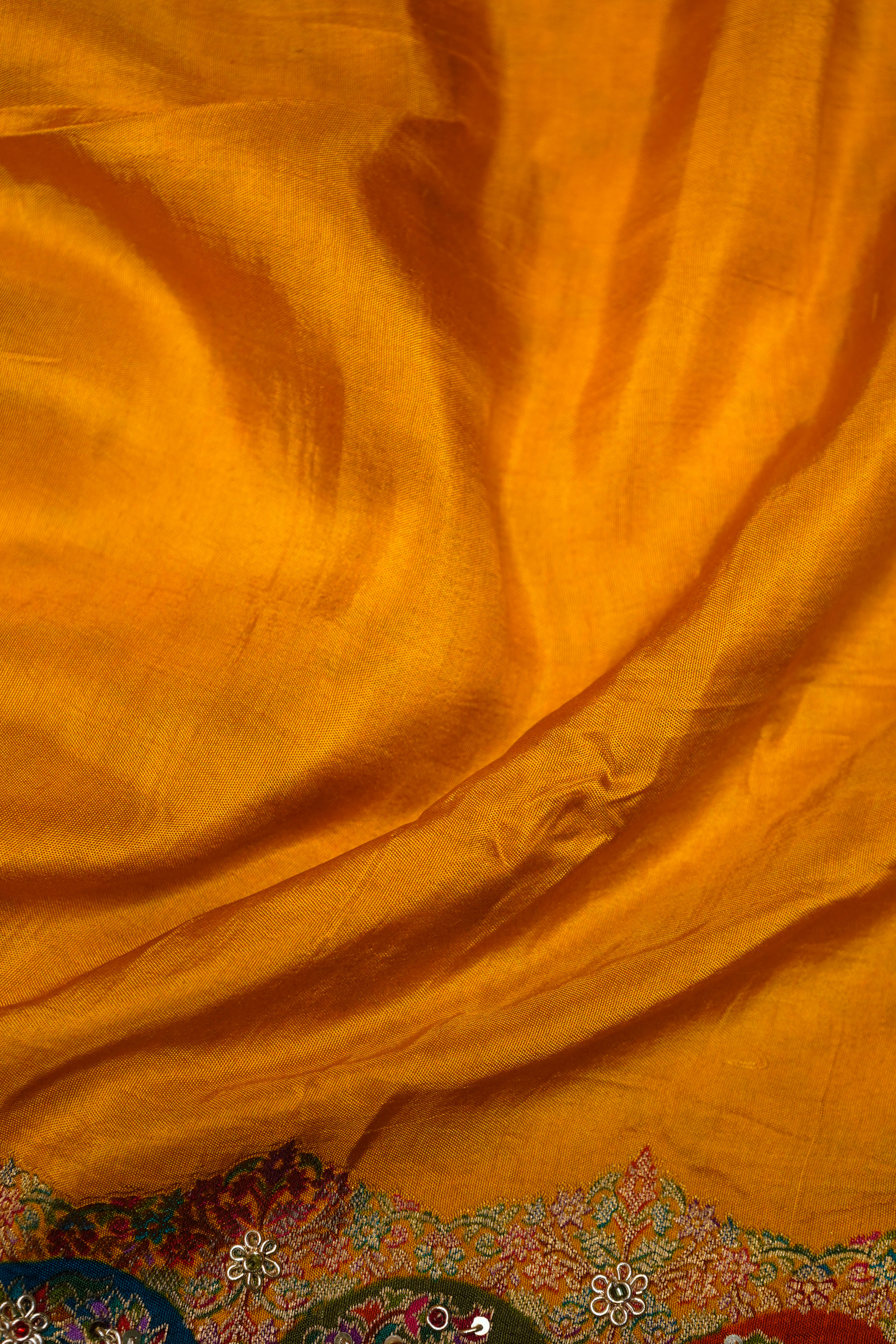 Designer Yellow Moonga Silk Saree