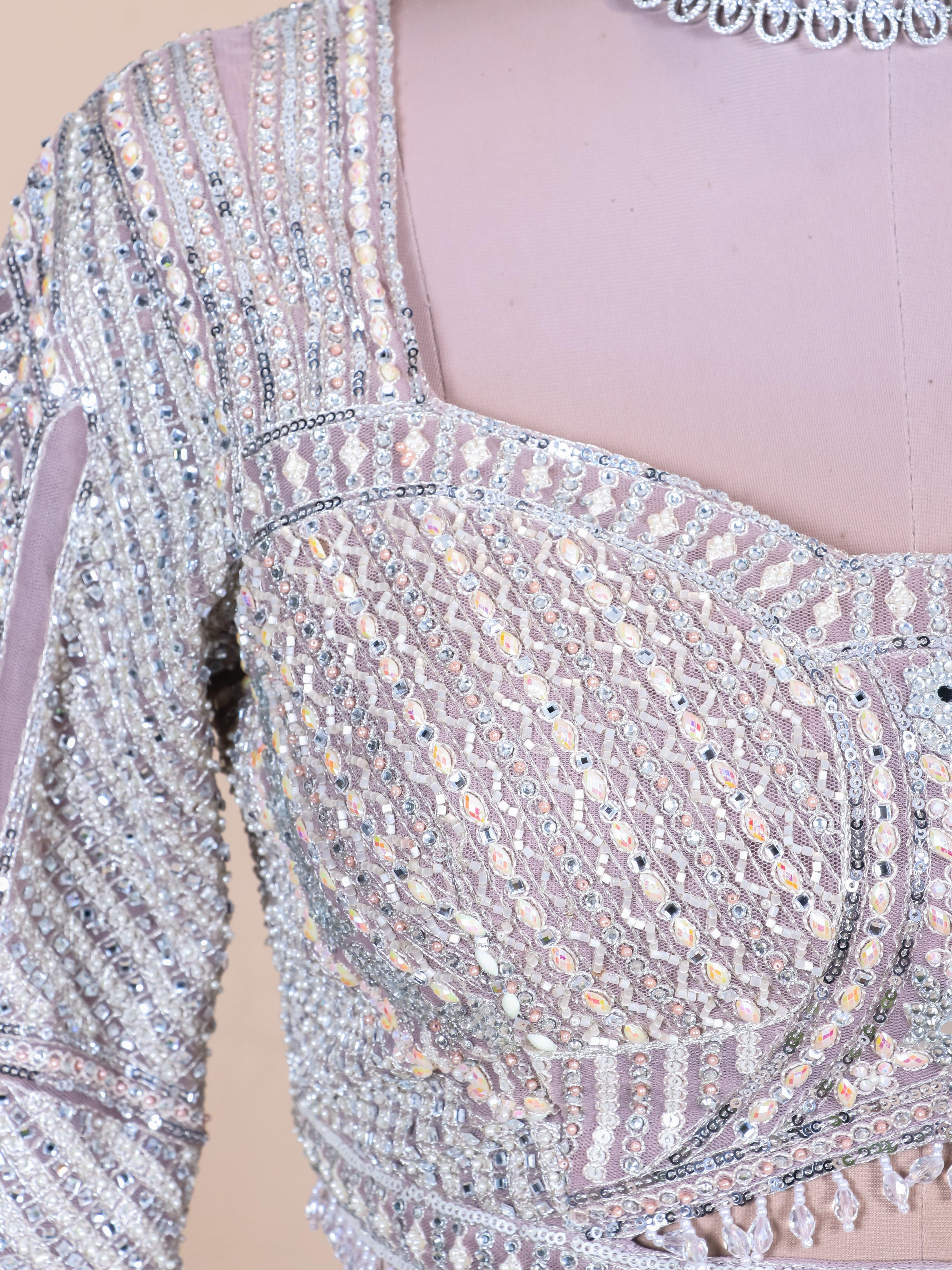 Designer Silver Net Party Wear Lehenga - Sumangal Ekam