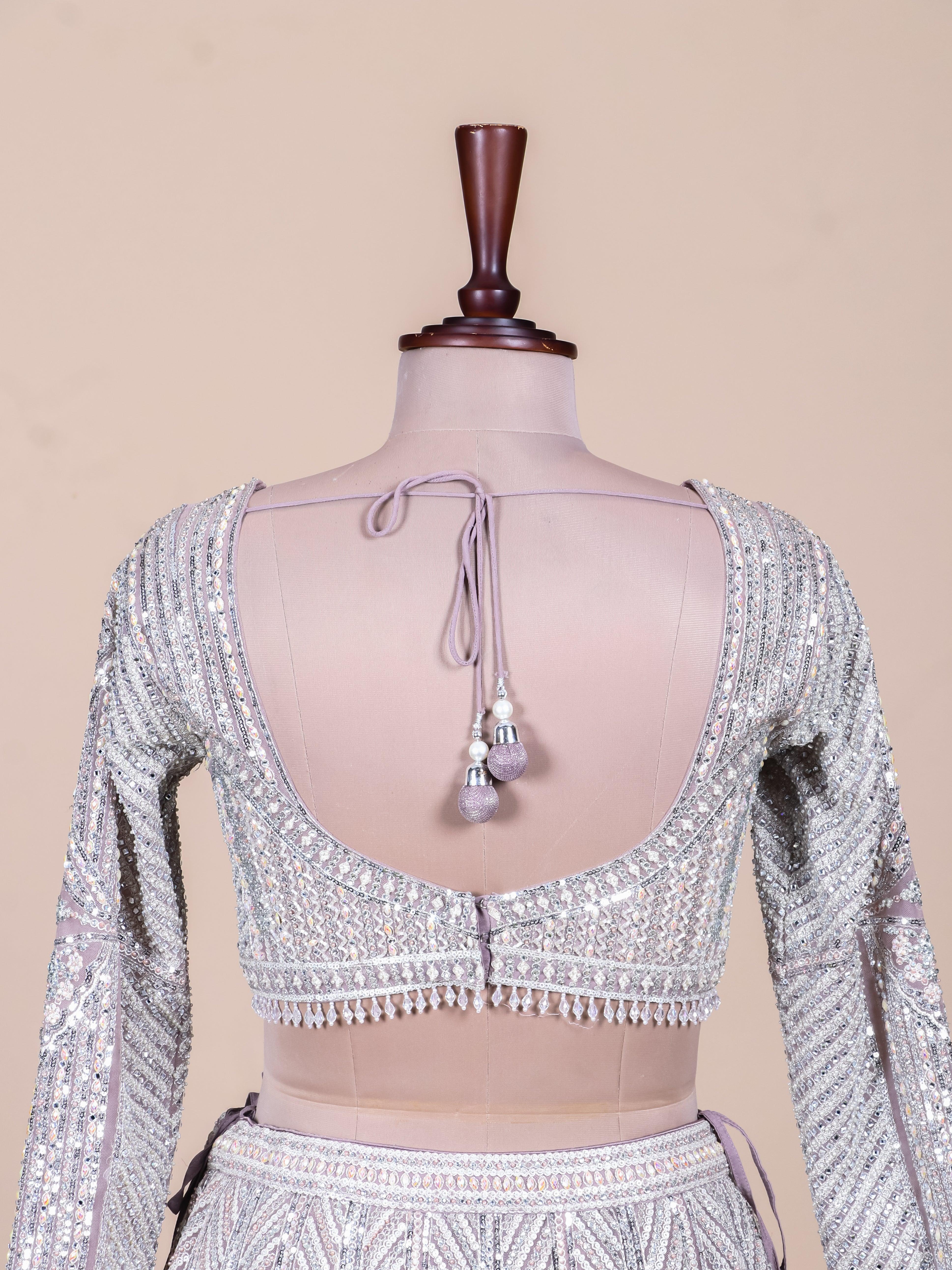Designer Silver Net Party Wear Lehenga - Sumangal Ekam
