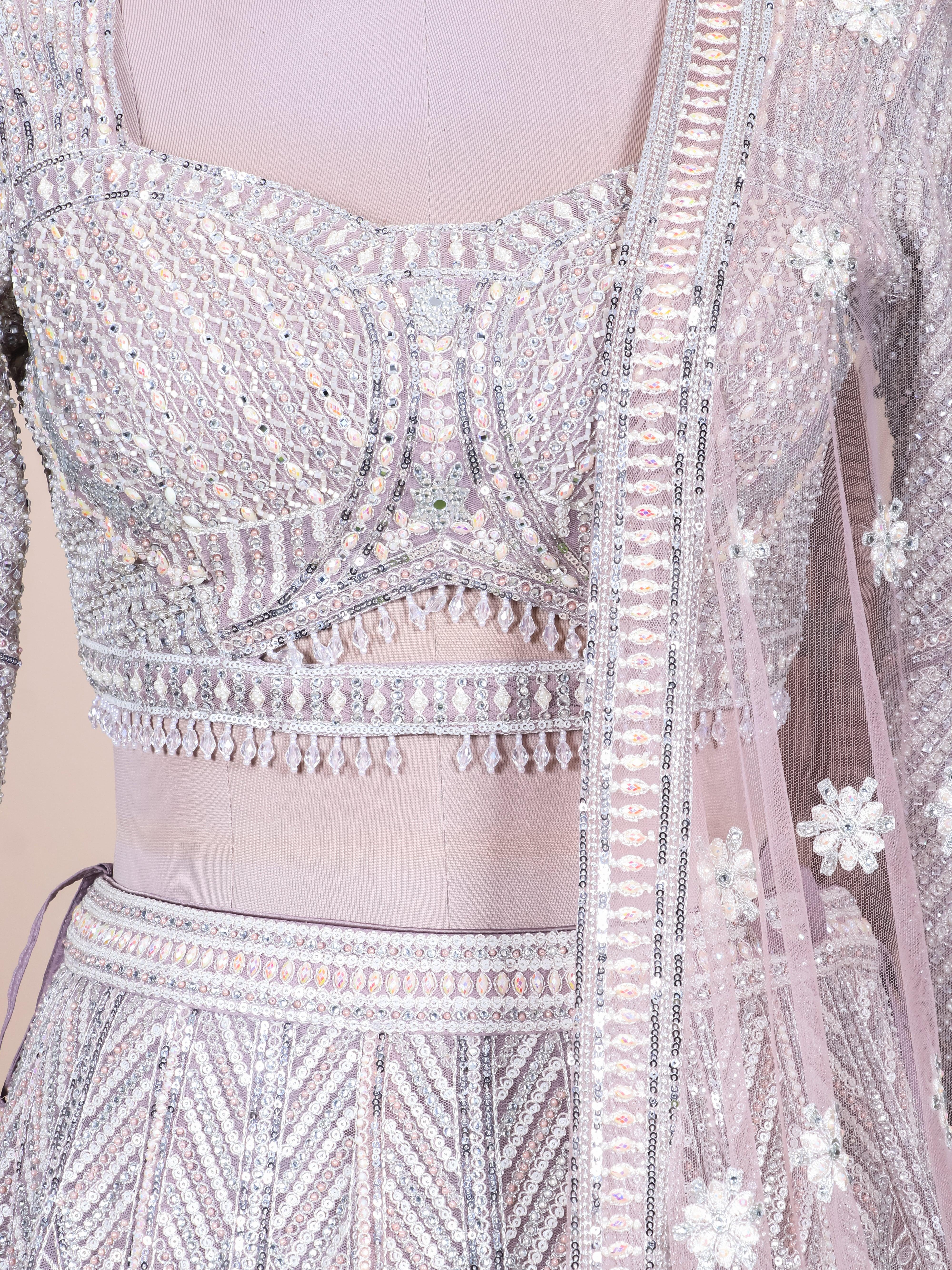 Designer Silver Net Party Wear Lehenga - Sumangal Ekam
